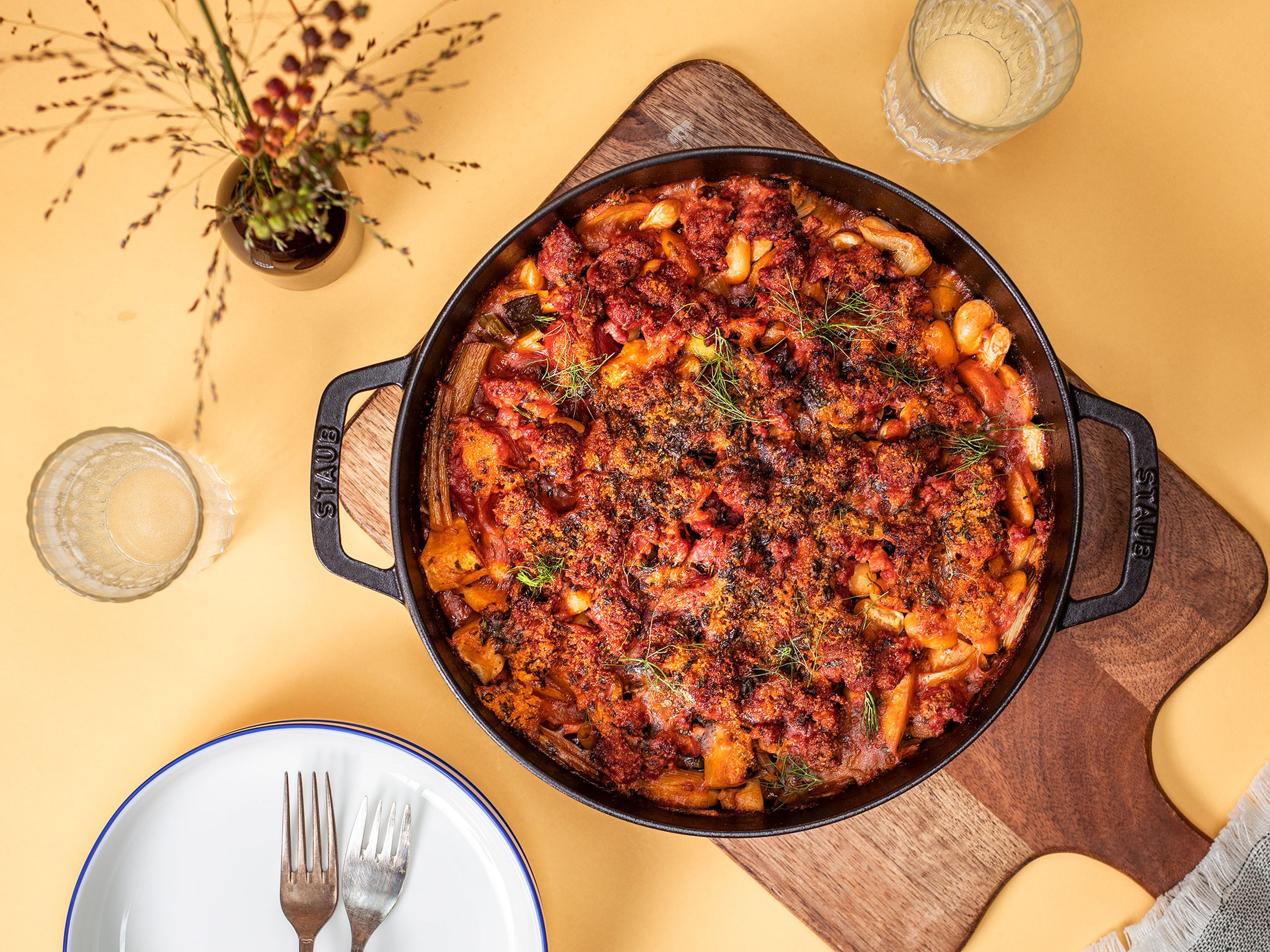 Bohnen-Cassoulet mit Fenchel, Speck und Salsiccia