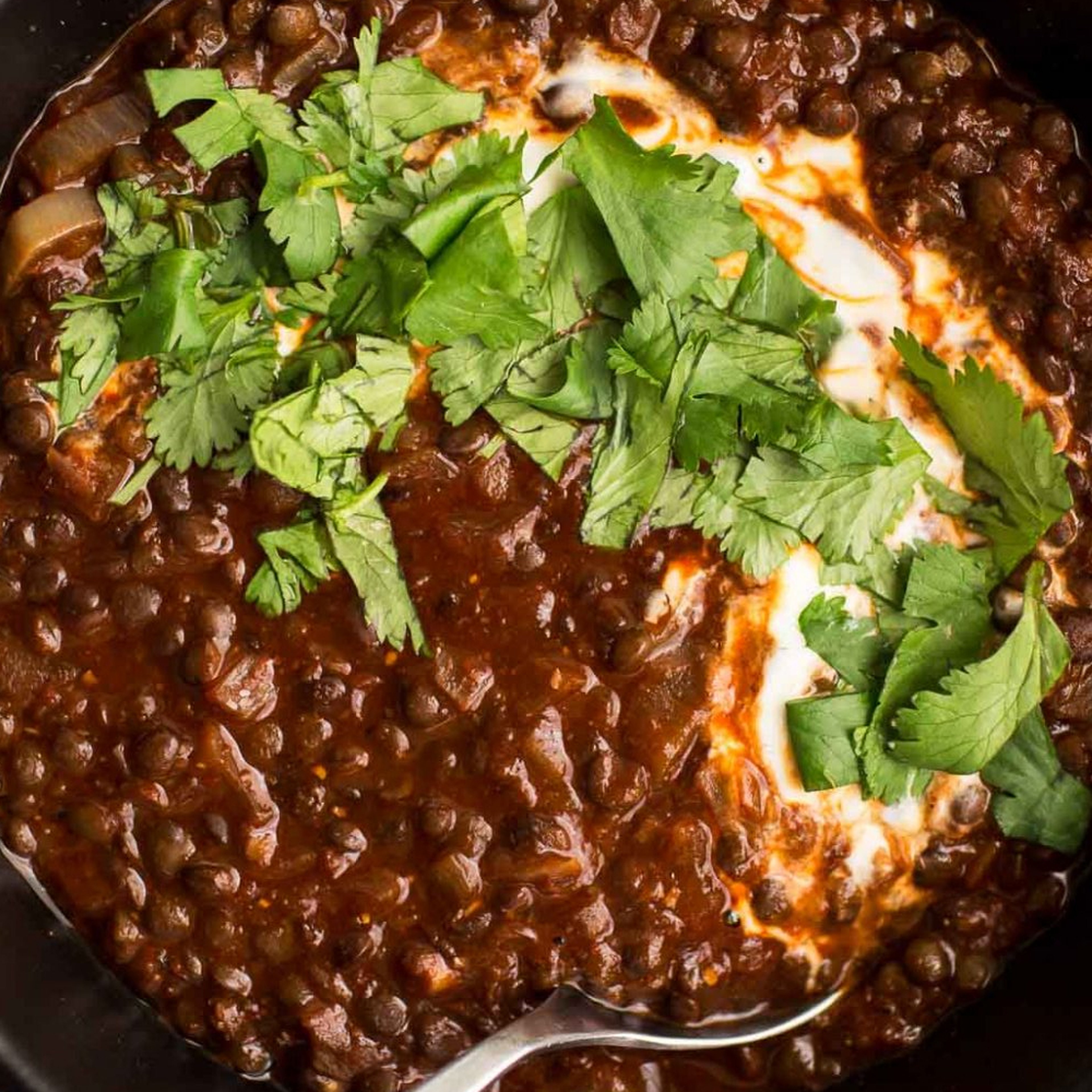 Brown lentils and coconut soup