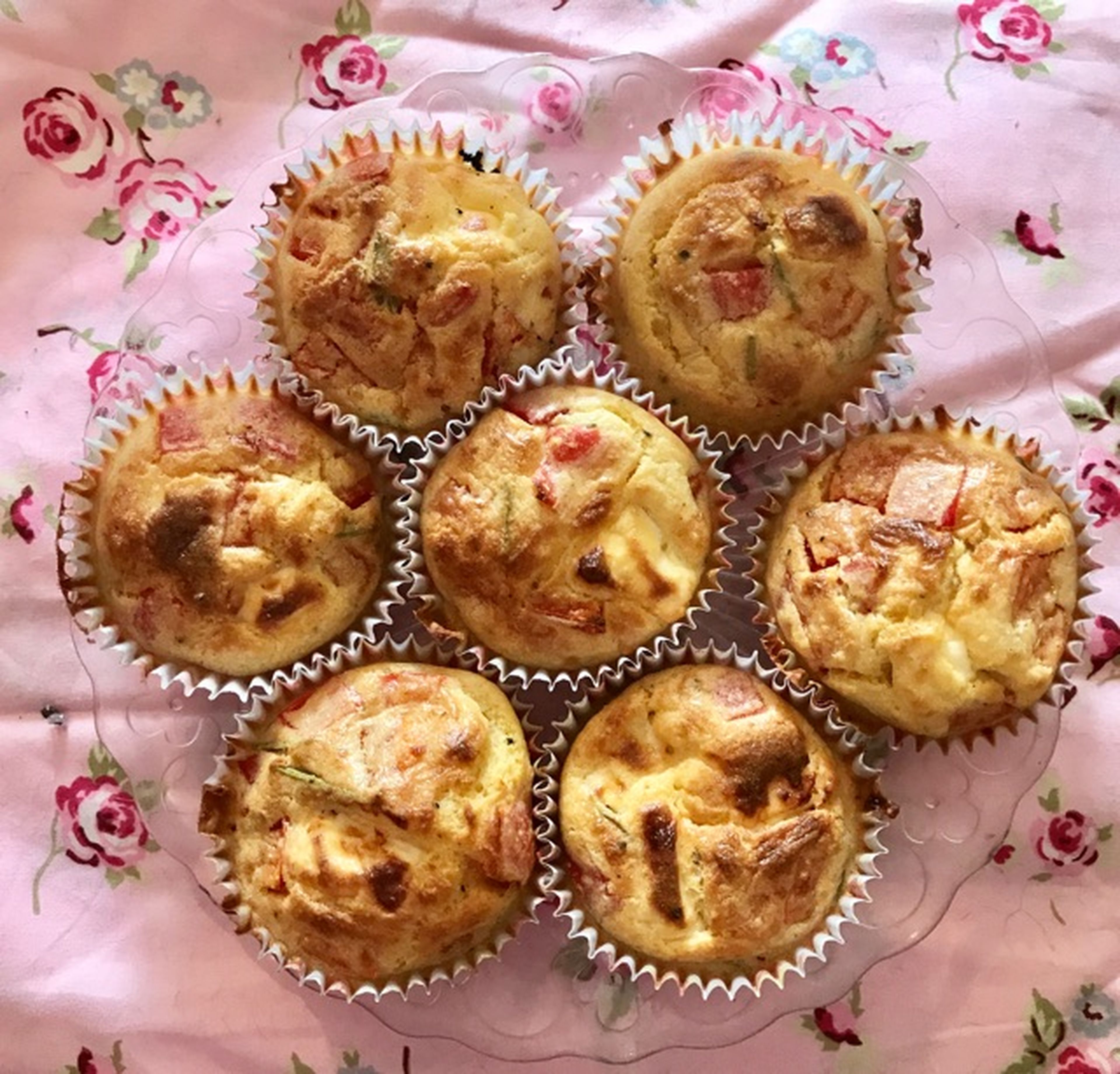 Corn muffins with bacon, herbs, and feta