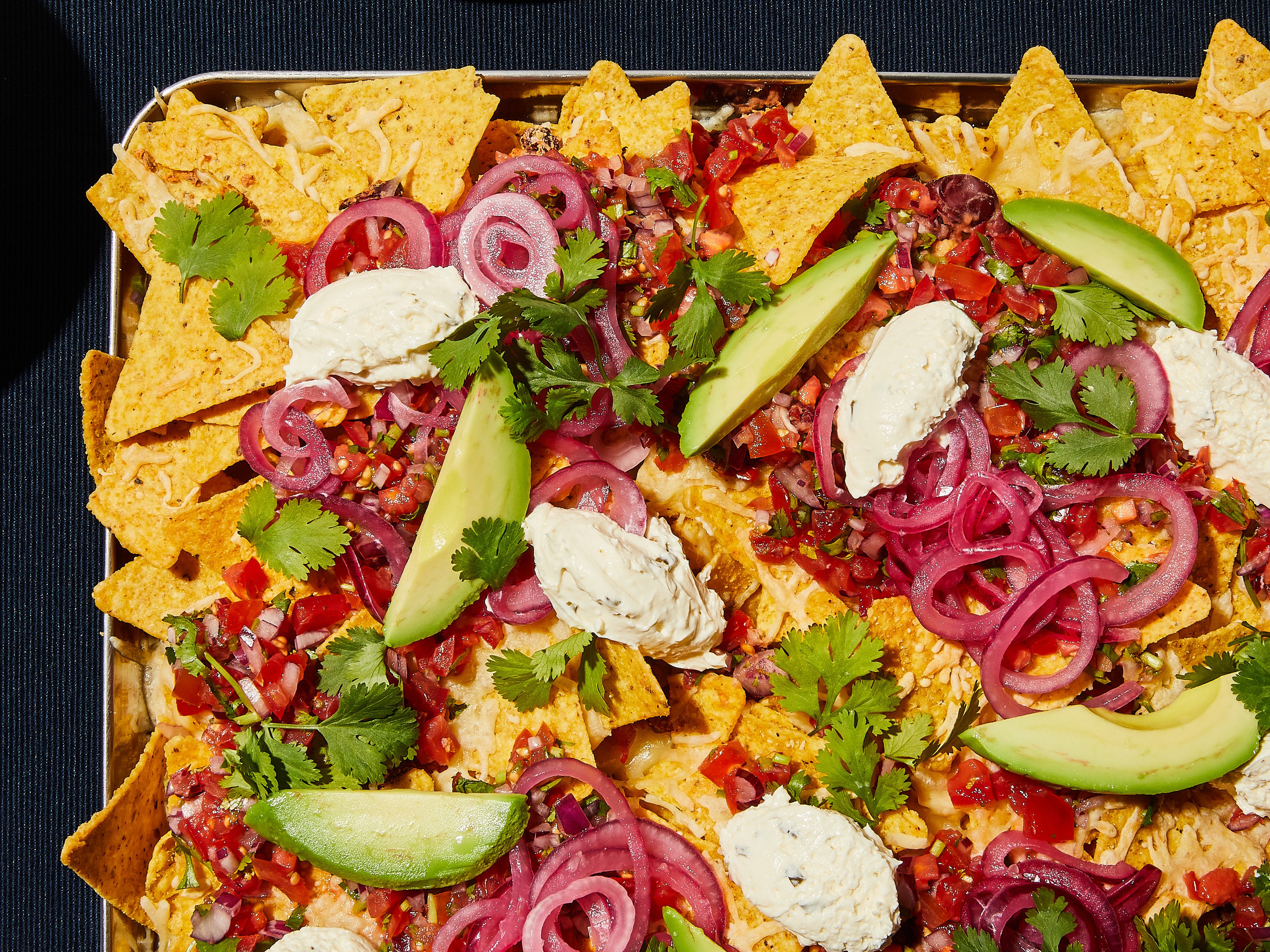 Fancy loaded sheet pan nachos