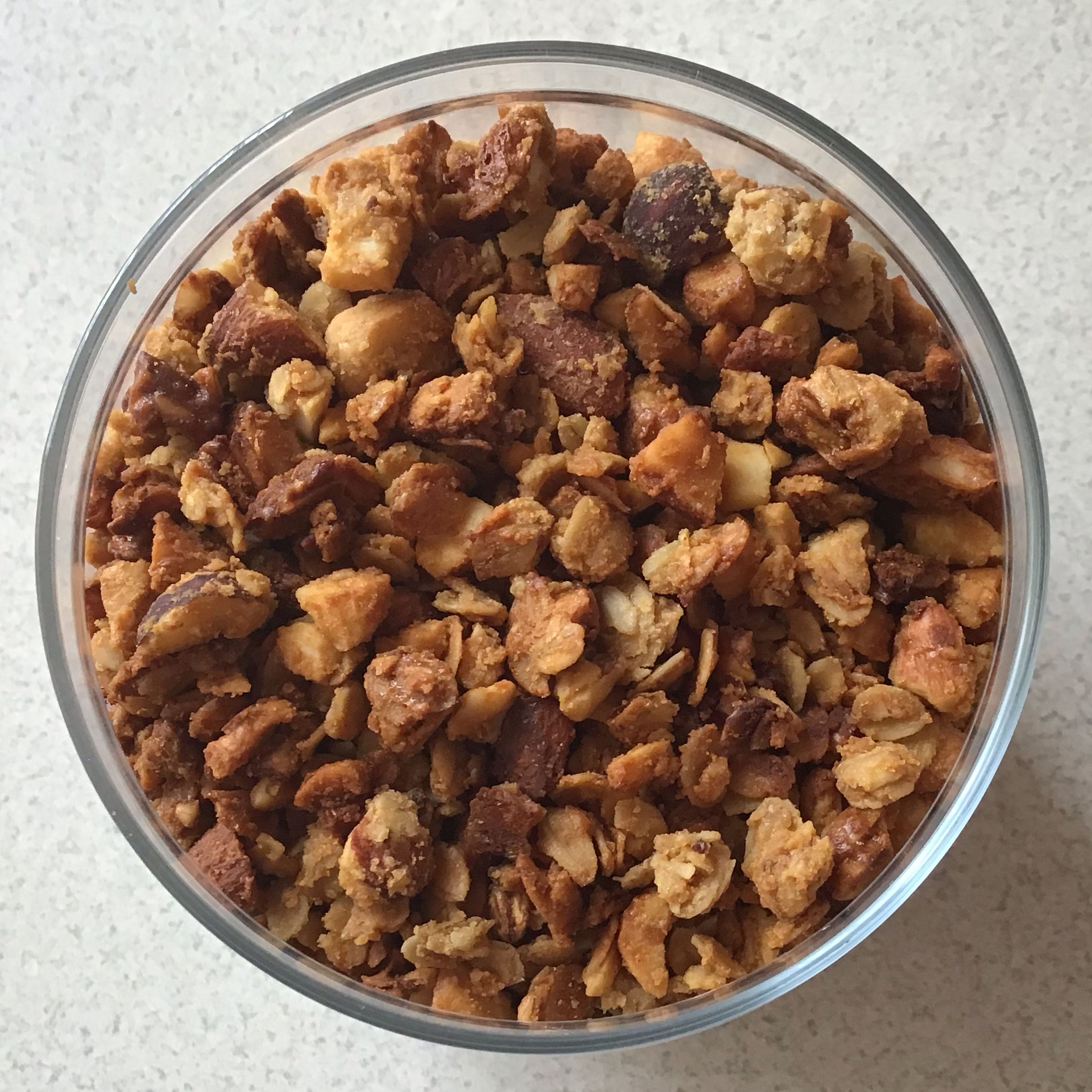 After our mixture has cooled we get a delicious granola