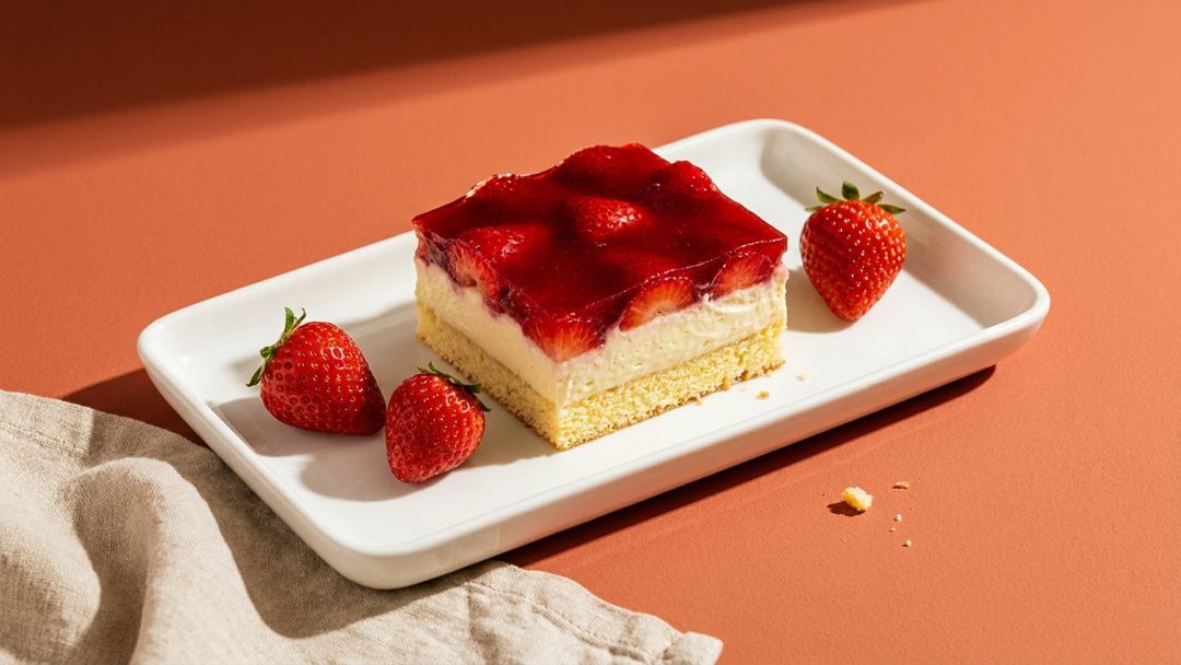 Frischer Blechkuchen mit Erdbeeren und cremiger Schmandfüllung