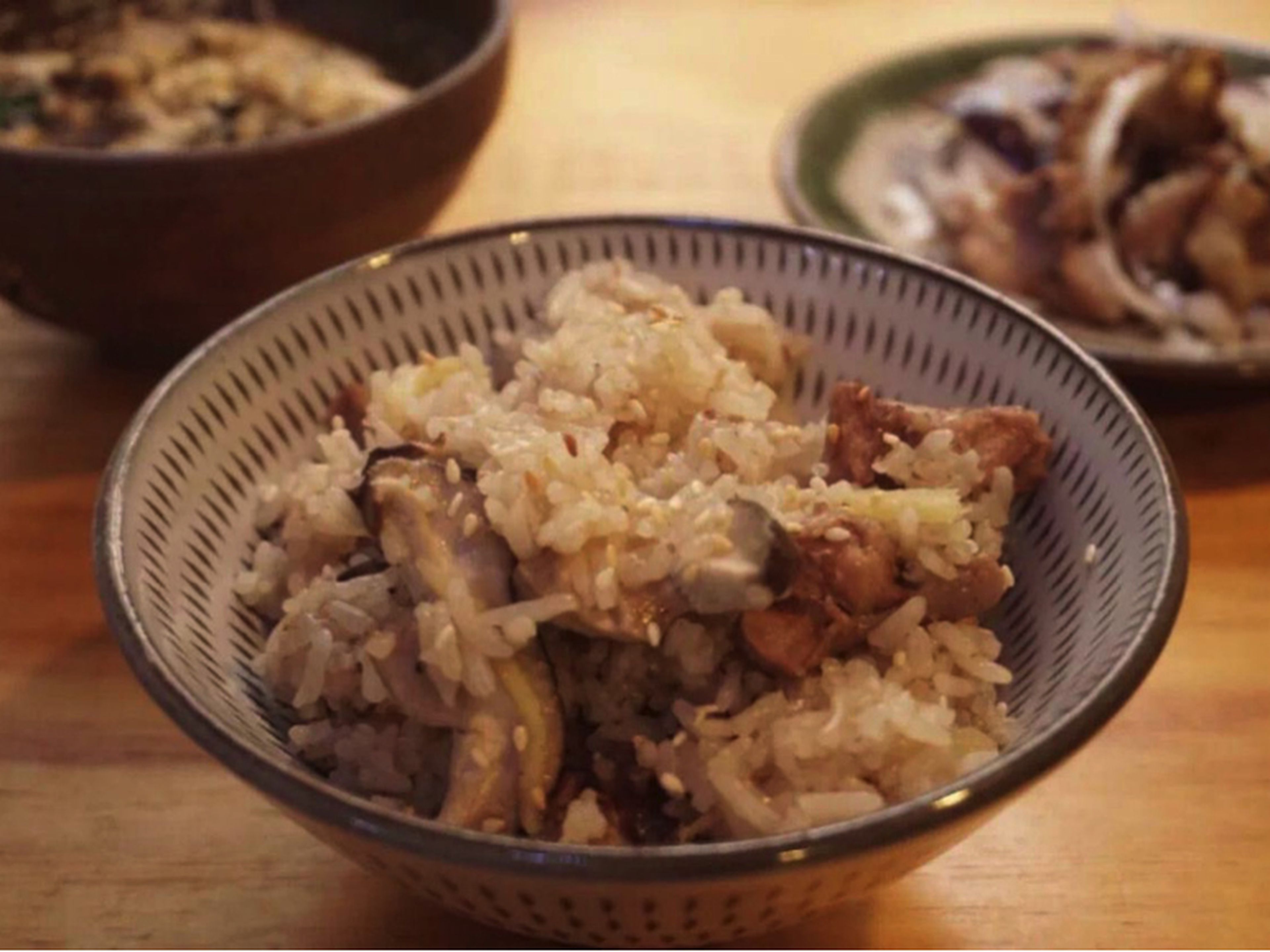 Hähnchen aus dem Reiskocher mit Shiitake Pilzen und Klebreis