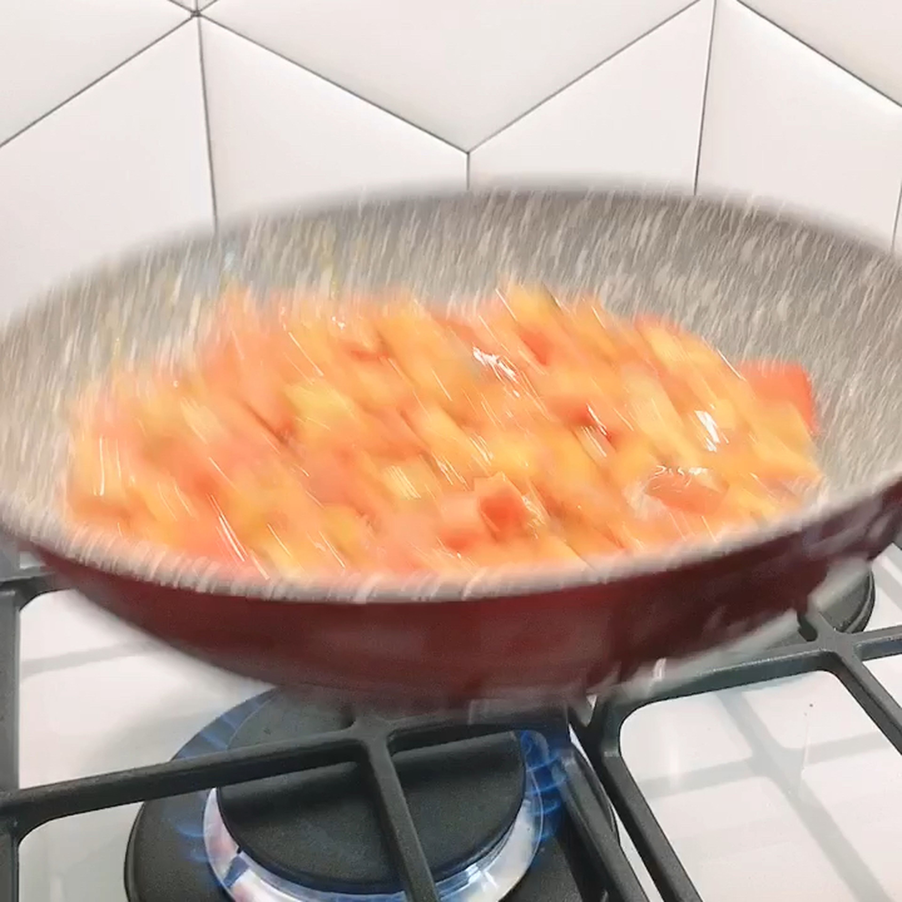 fry the peppers for a few minutes in a pan