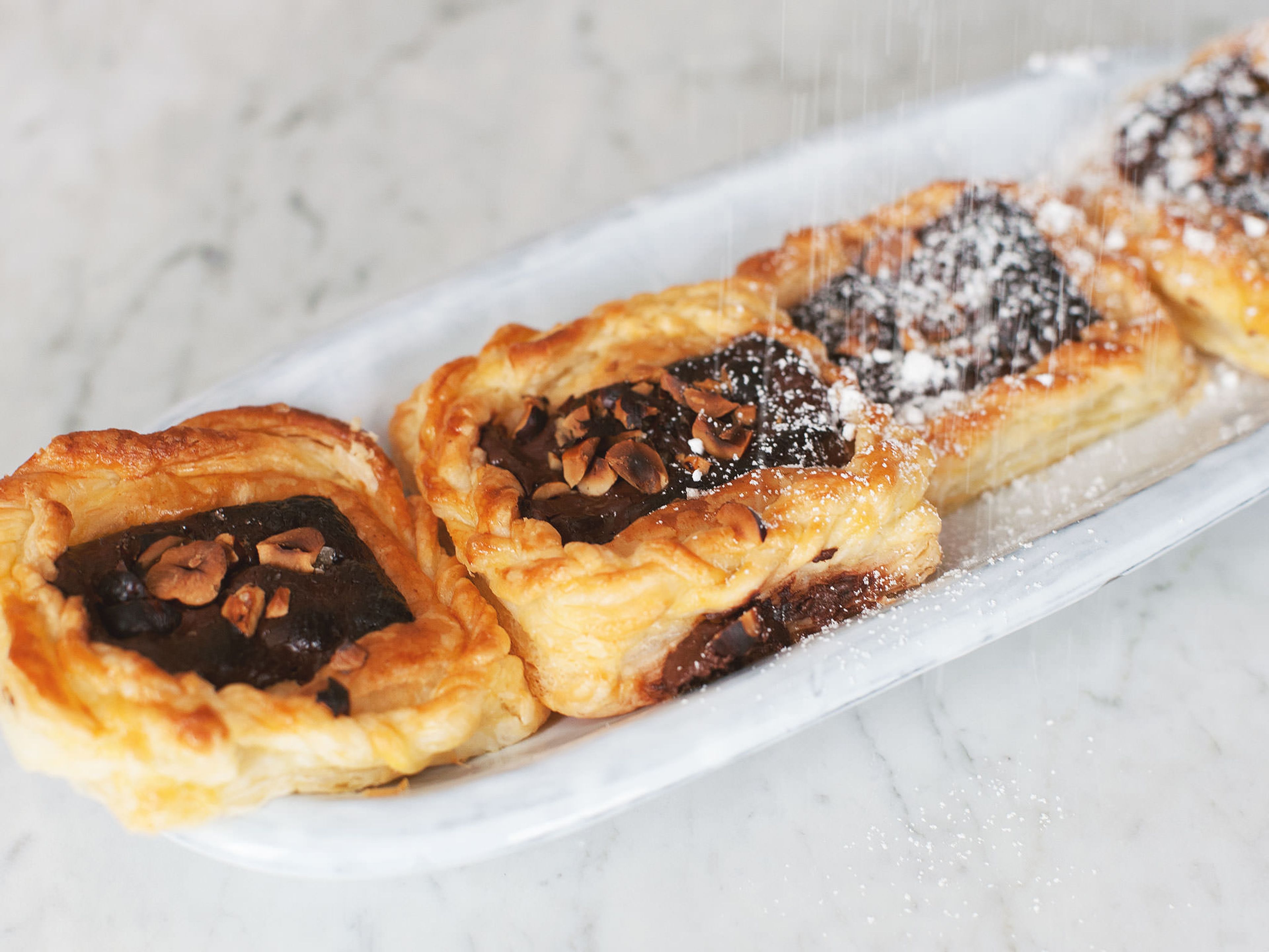 Chocolate-hazelnut tartlets