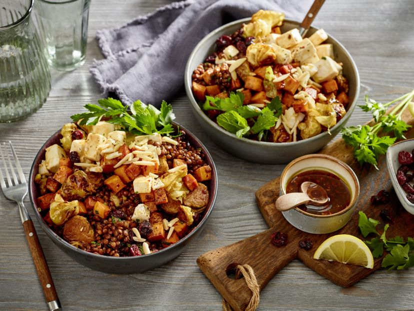 Warme Linsen-Rosenkohl-Bowl