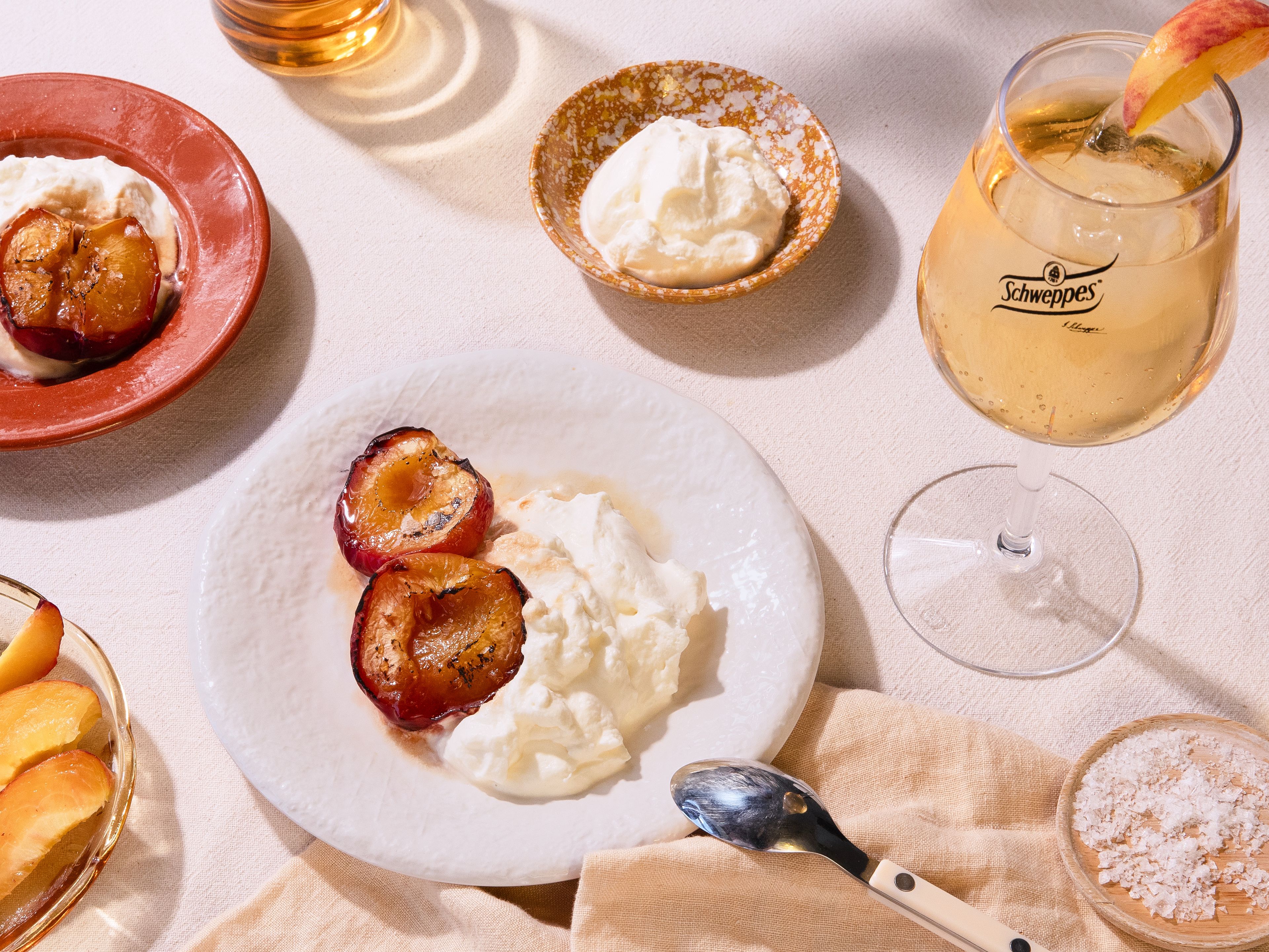3-ingredient roasted peaches with honey whipped cream