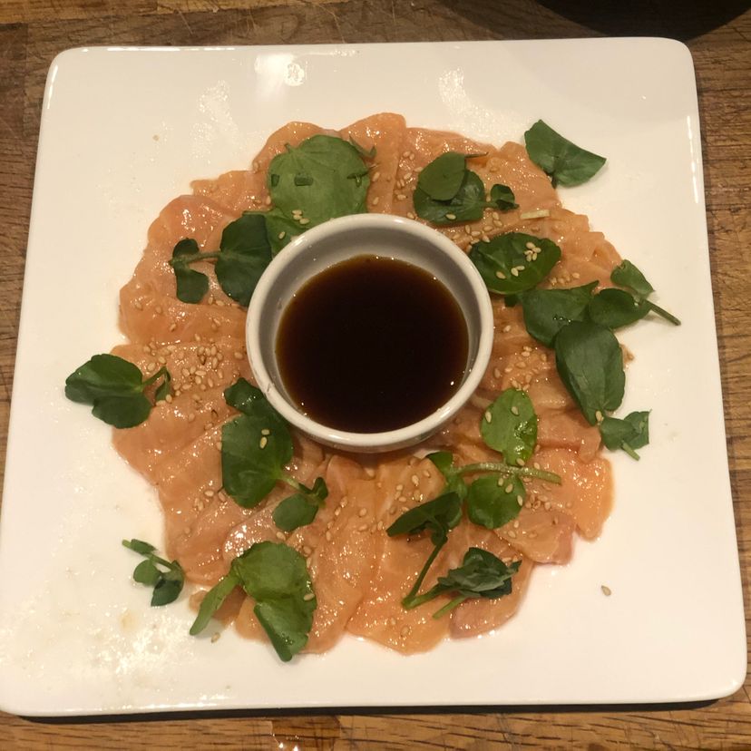Salmon sashimi with citrus ponzu dressing