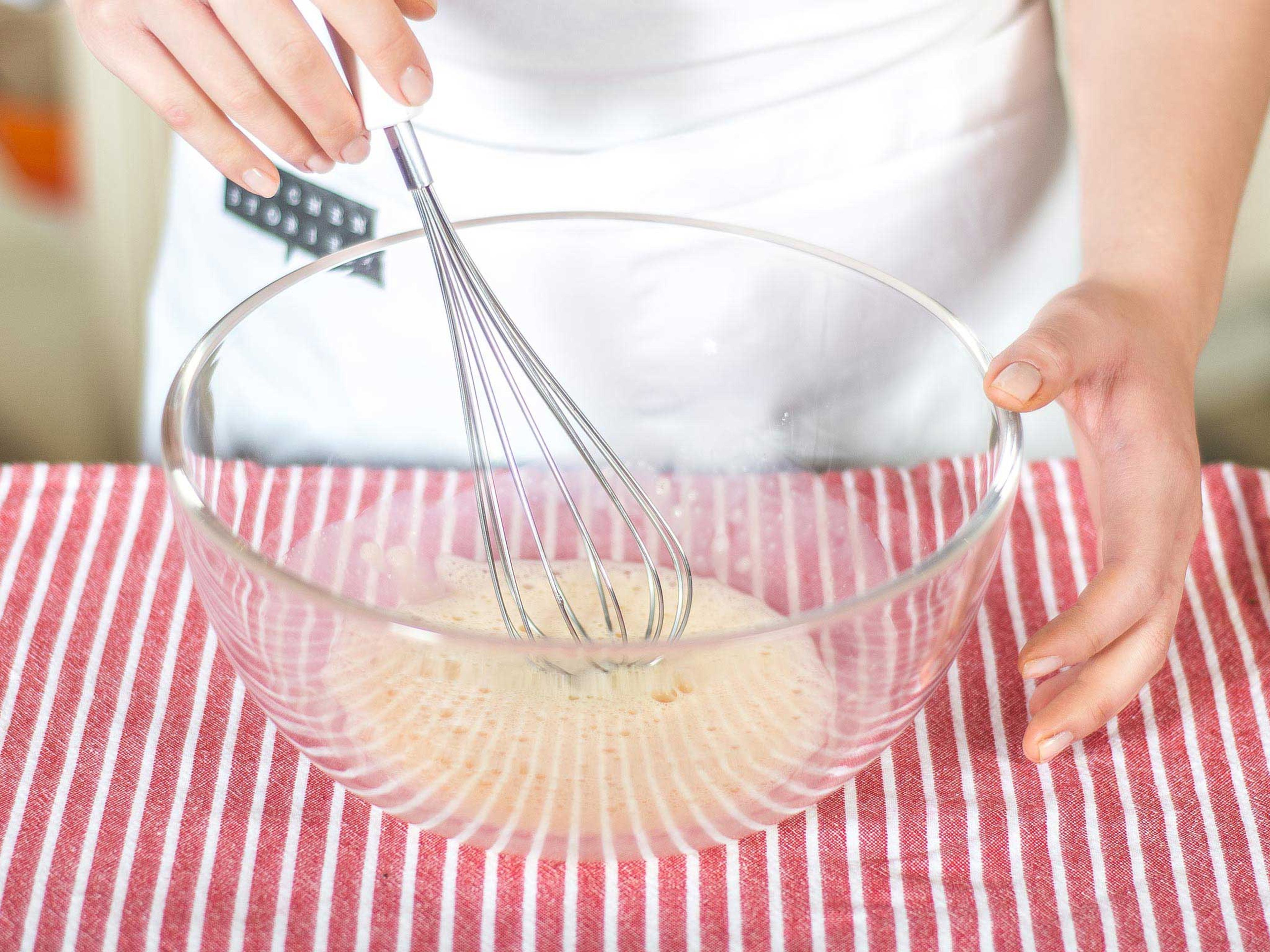 Whisk egg in a mixing bowl until foamy.