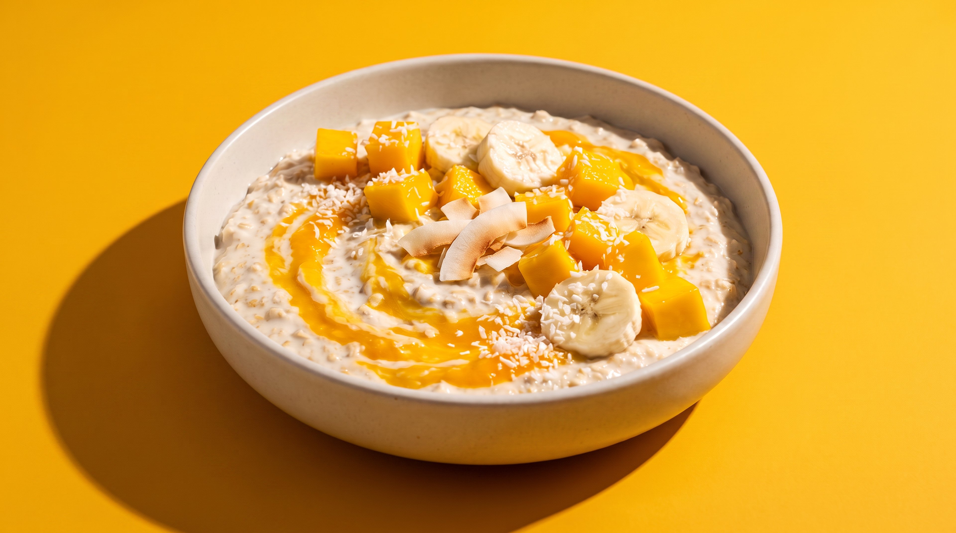 Tropische Overnight-Oats mit Mango und Kokosnuss