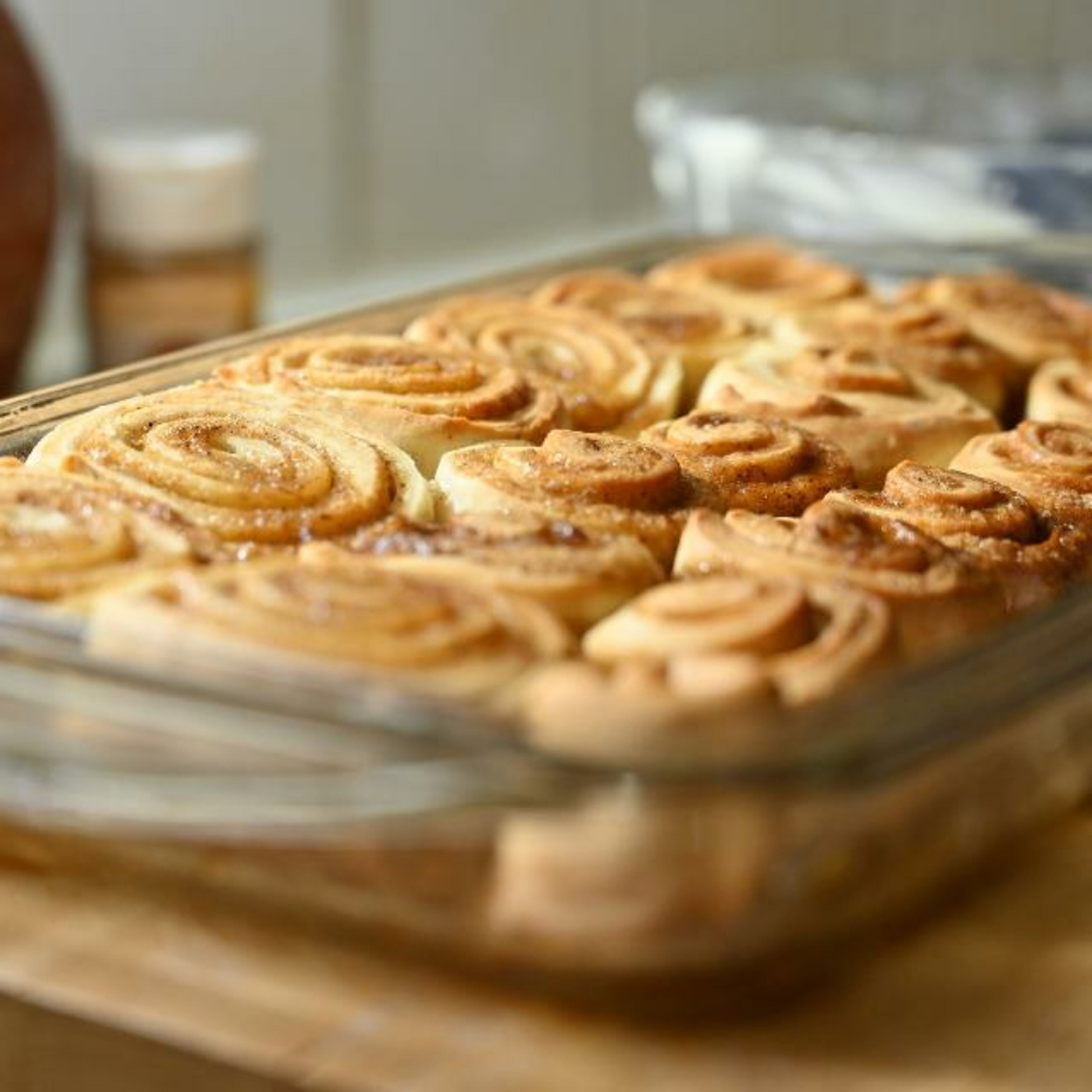 Let the cinnamon rolls cool for 10 minutes.