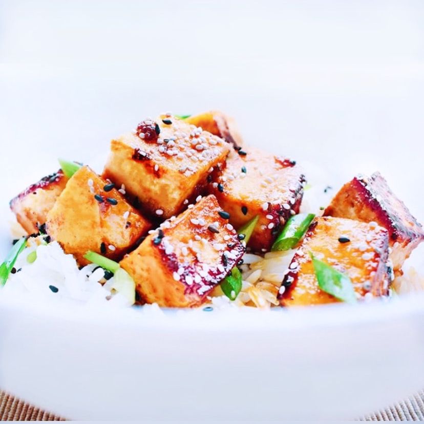 Honey ginger tofu and rice