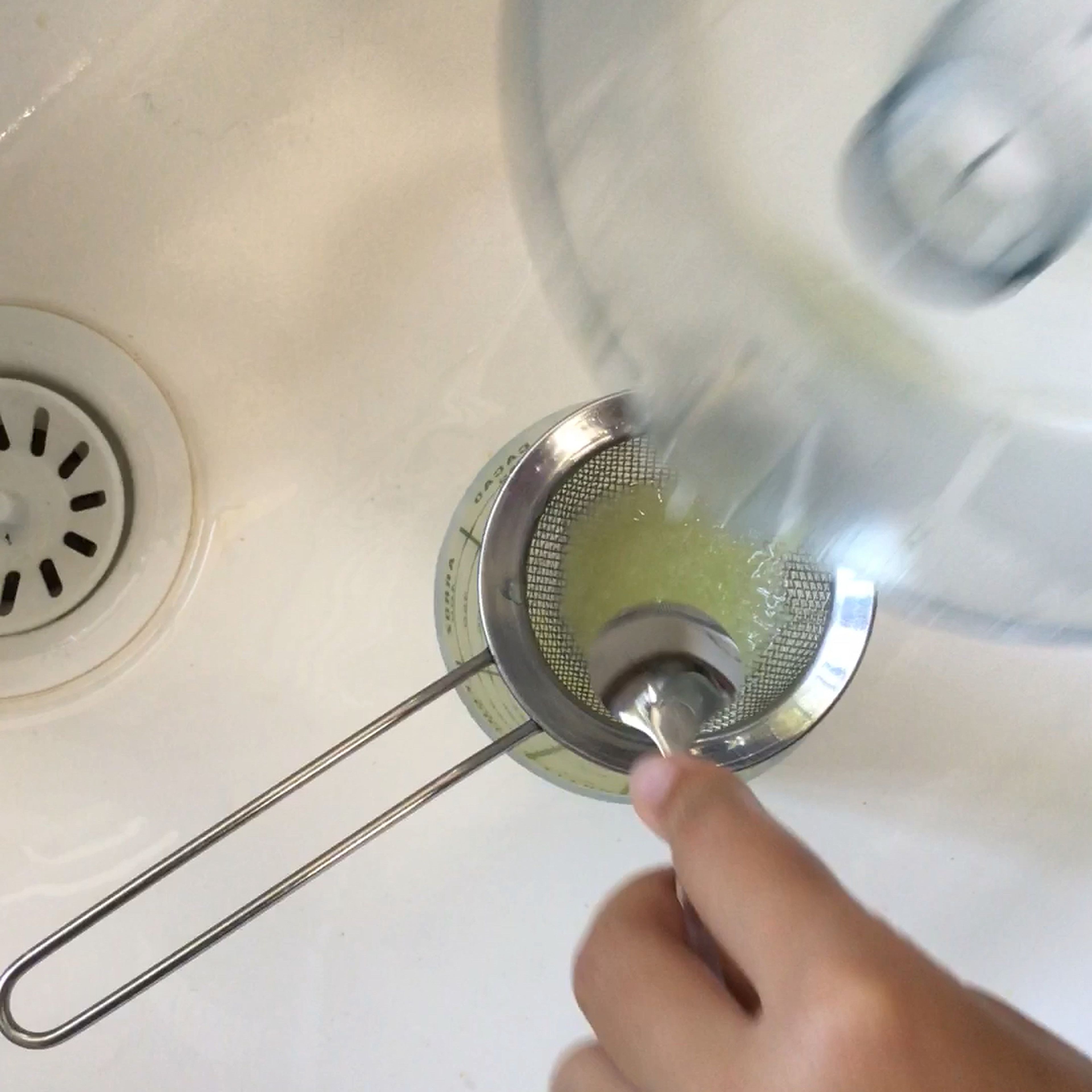 Strain the lime juice.