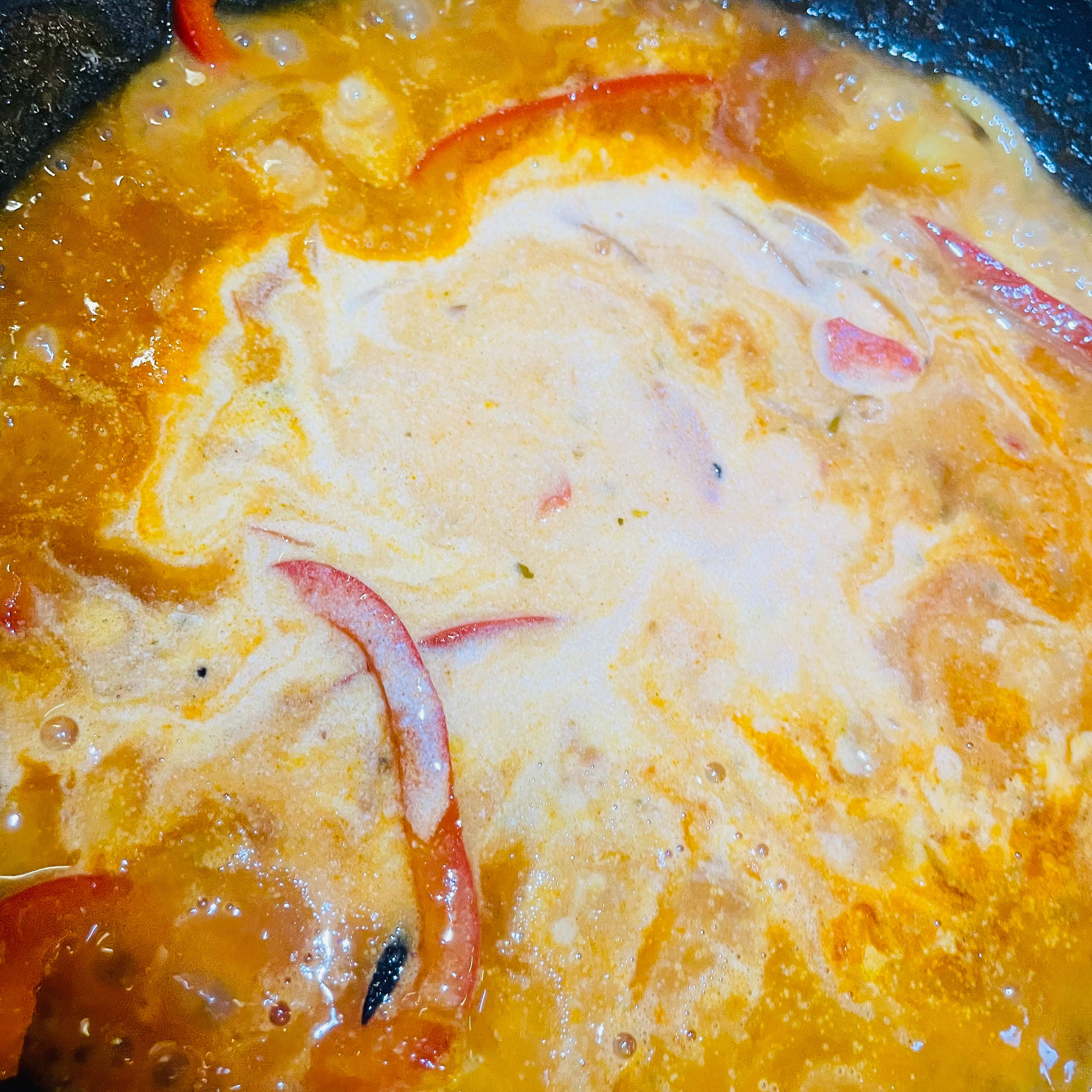 And then add white wine, spaghetti sauce, tomato paste, cream. Mix it until combine.. add salt, black pepper, smoked paprika powder, mixed herbs to taste. Let it simmer for about 10 minutes or until the chicken breast cooked perfectly-not pink