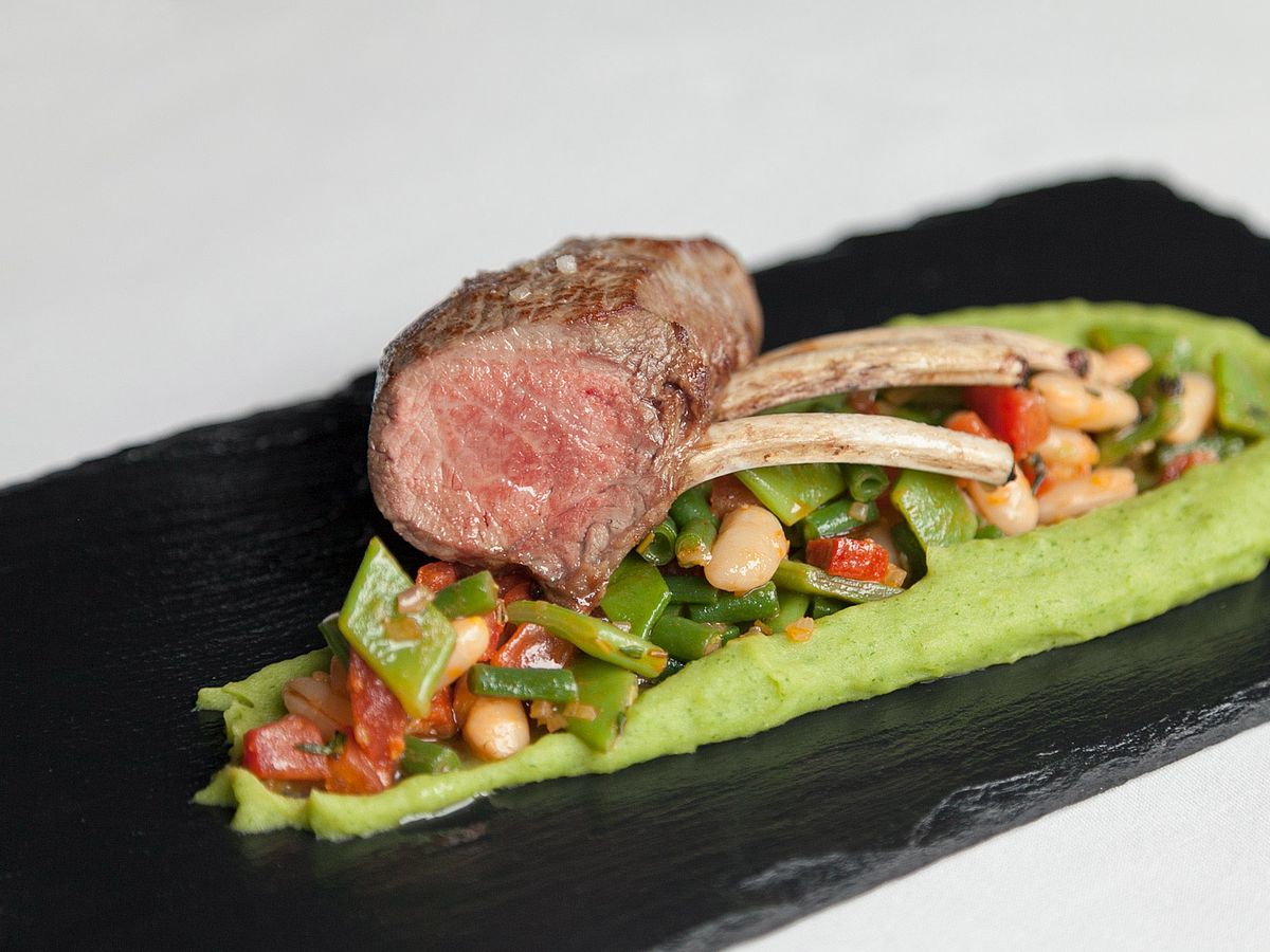 Lamb with mashed wild garlic potatoes and chorizo cassoulet | Recipe | Kitchen Stories