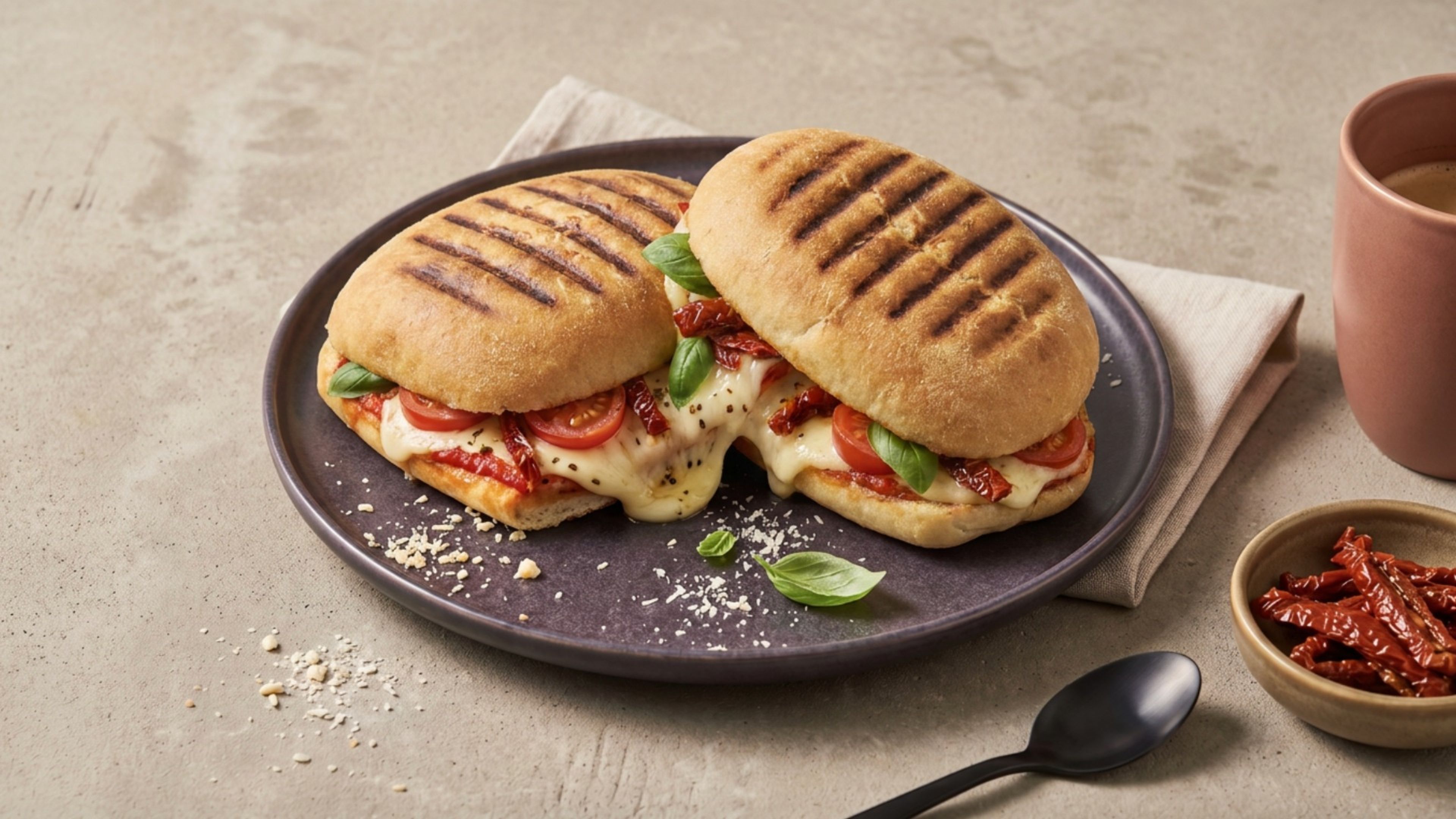Blitzschnelle Panini: So machst du knusprige Sandwiches aus fertigem Brötchenteig