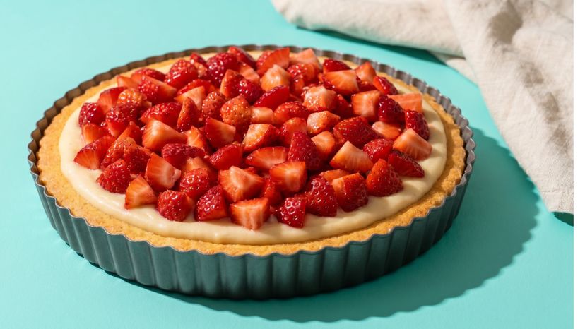 Veganer Erdbeerkuchen mit Puddingcreme für sonnige Tage