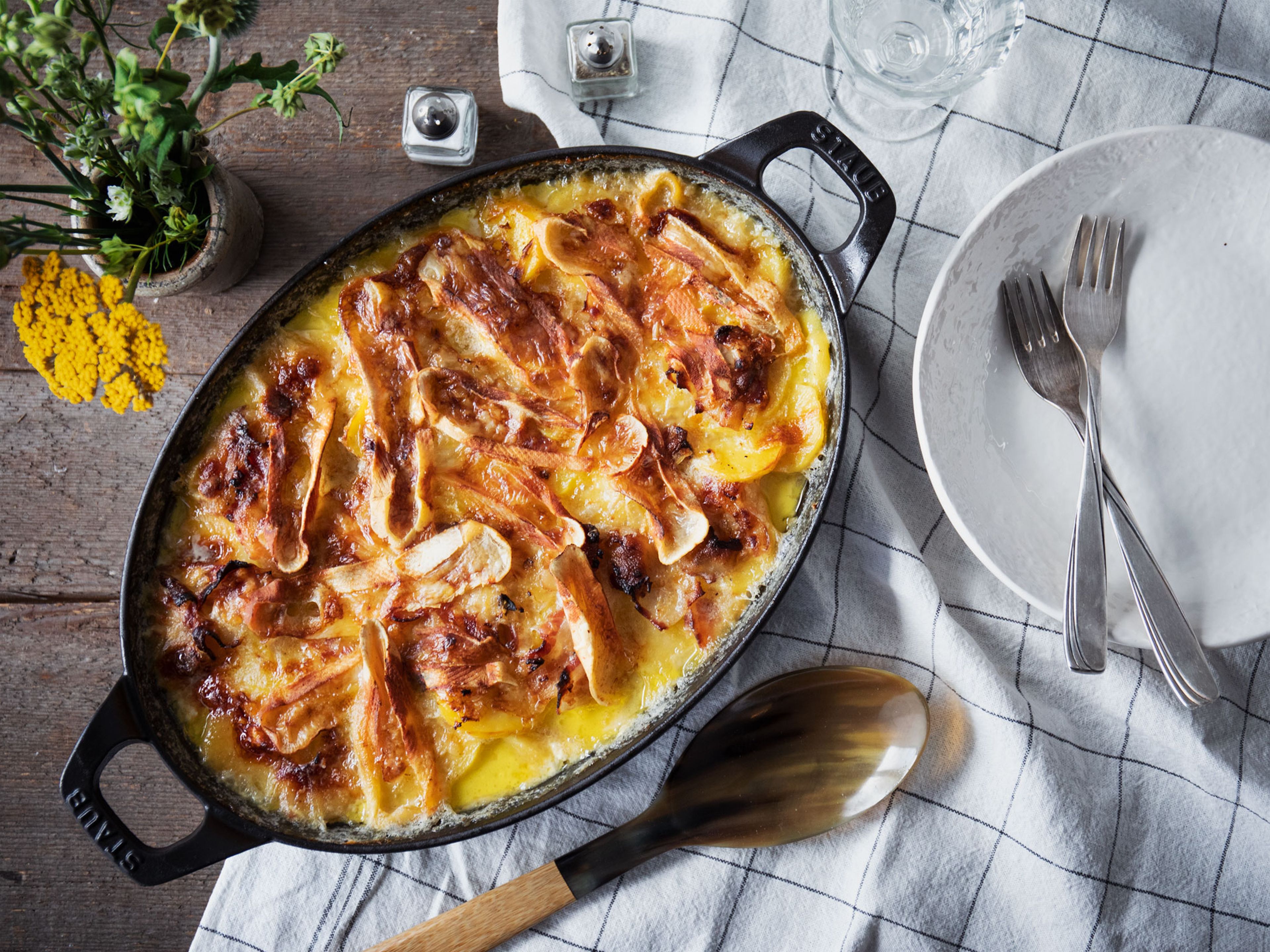 Bacon, Onion, Raclette Potato Gratin - The BEST!