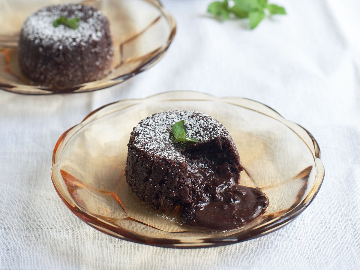Molten chocolate cake near me, a rich dessert with a velvety center