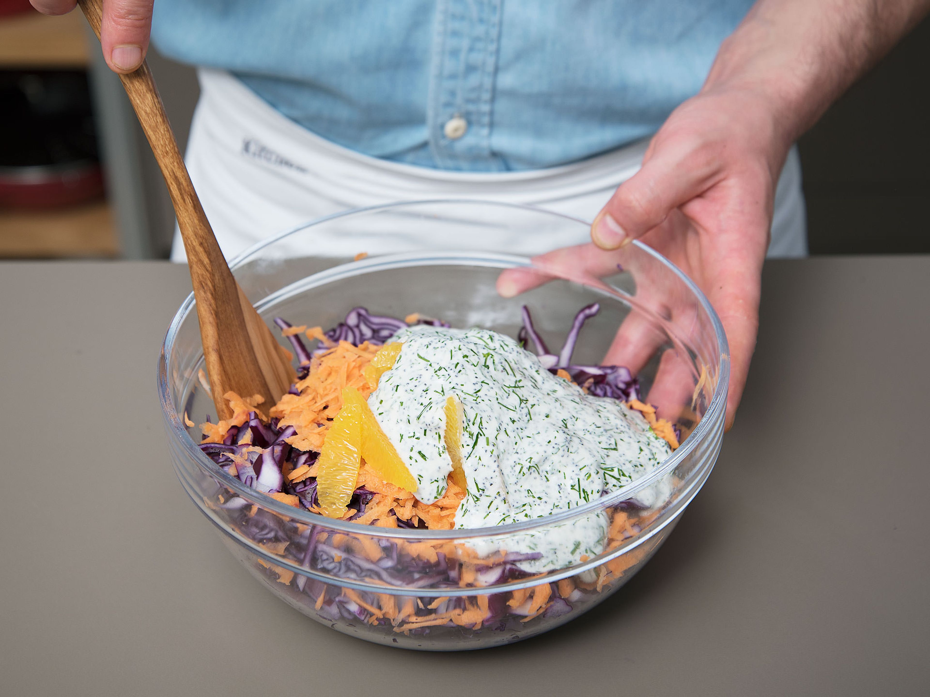 Pour dressing over the salad, stir to combine, and let set for approx. 30 min. Enjoy!