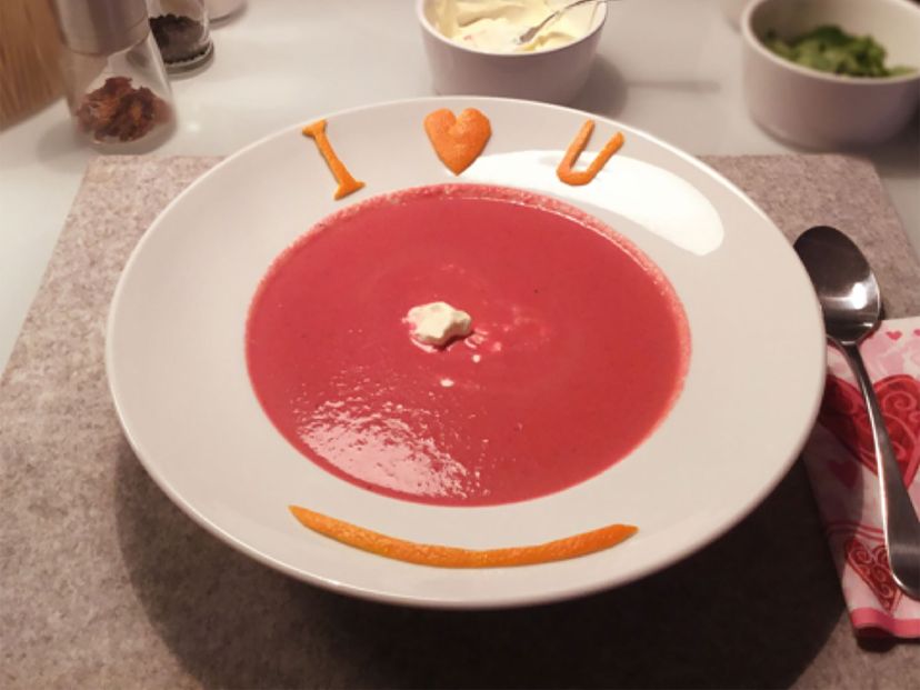 Red beet and orange soup