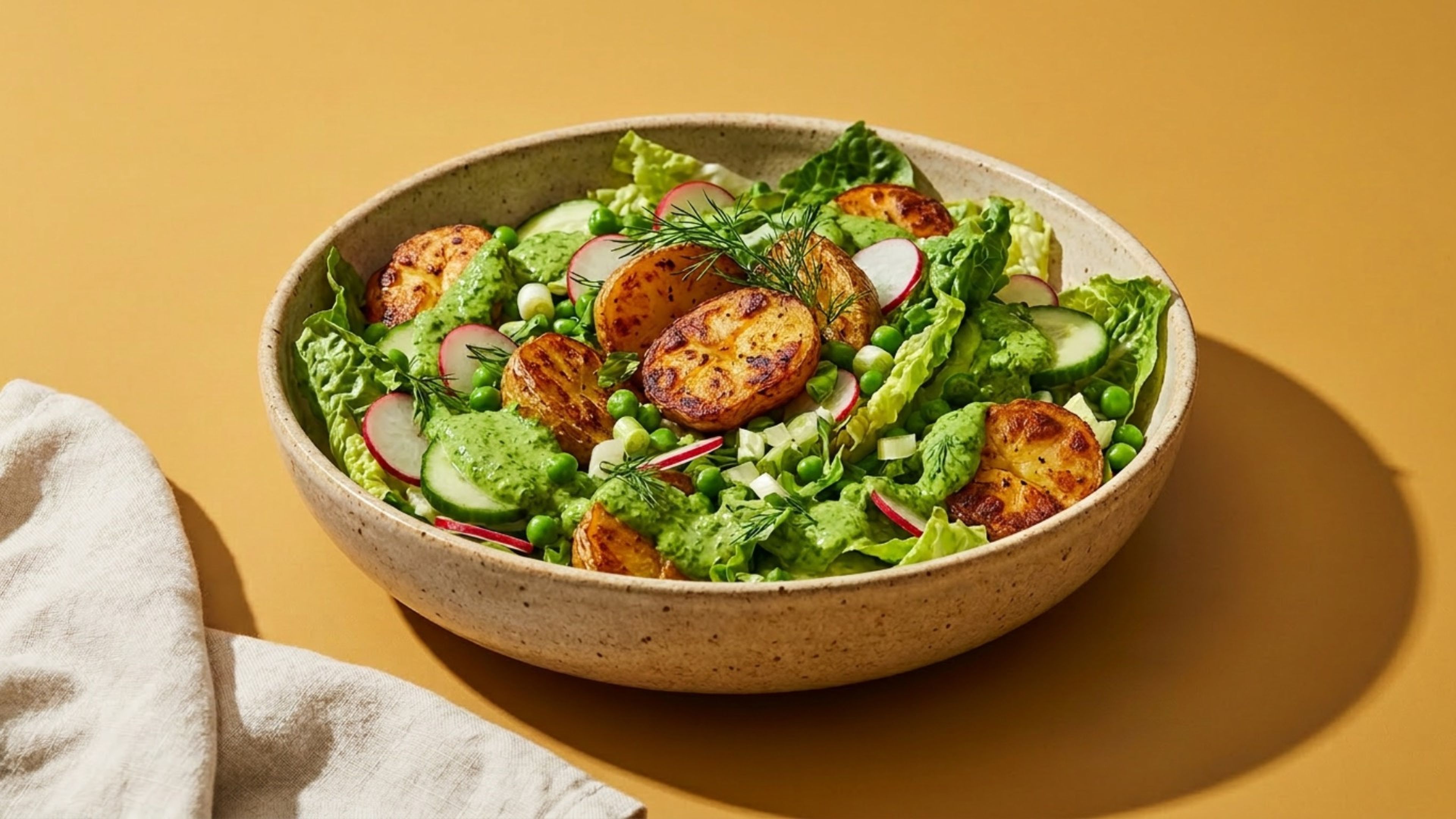 Vorhang auf für den Green-Goddess-Salat mit Bratkartoffeln