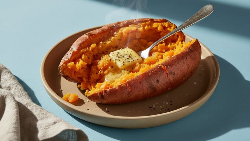 Süßkartoffeln aus der Heißluftfritteuse: außen knusprig, innen weich