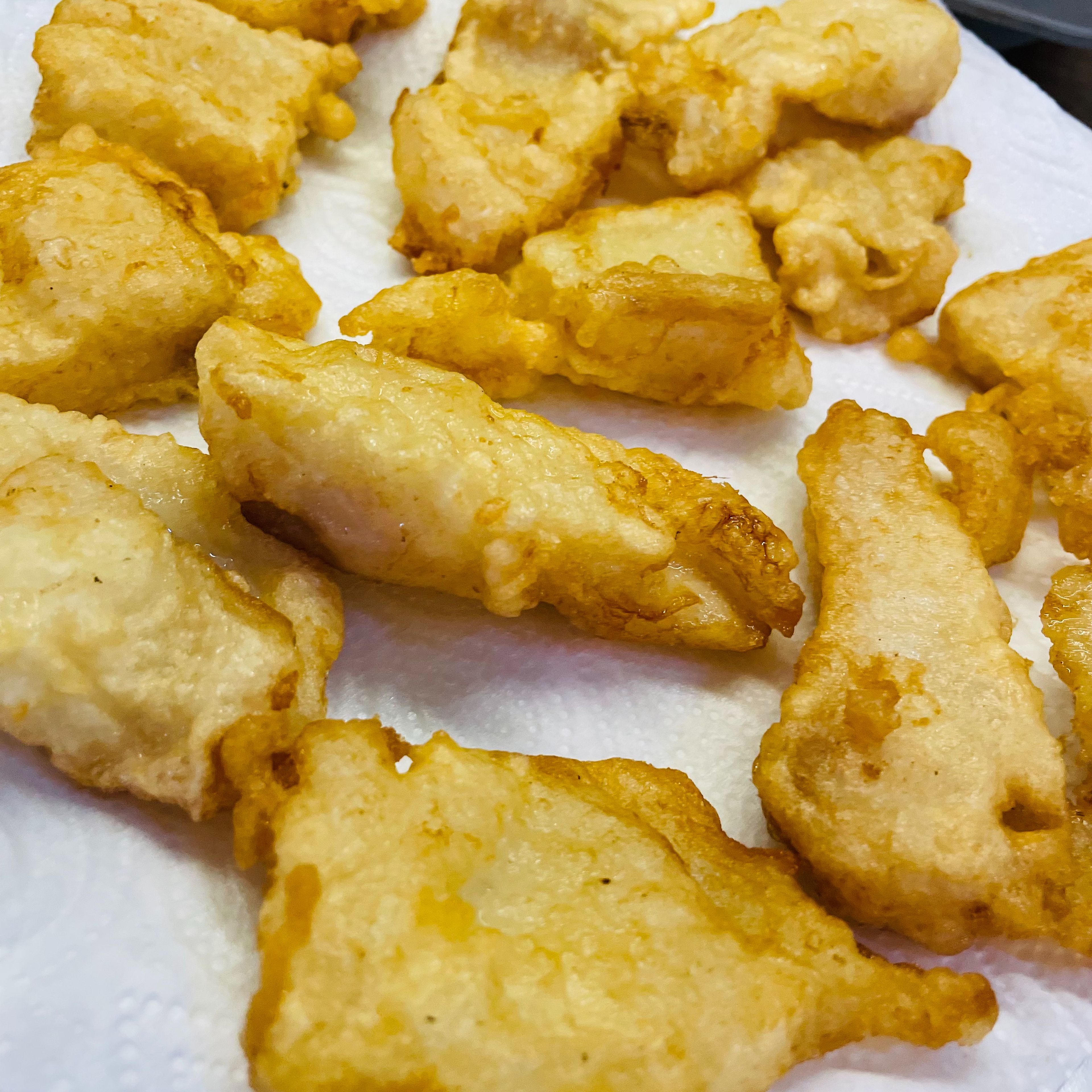 Fry fish until golden brown and set a side