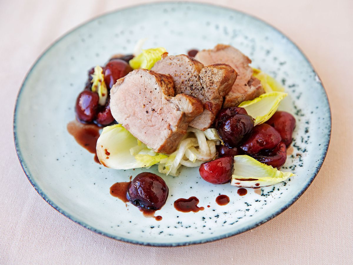 Roasted pork with cherry sauce | Recipe | Kitchen Stories