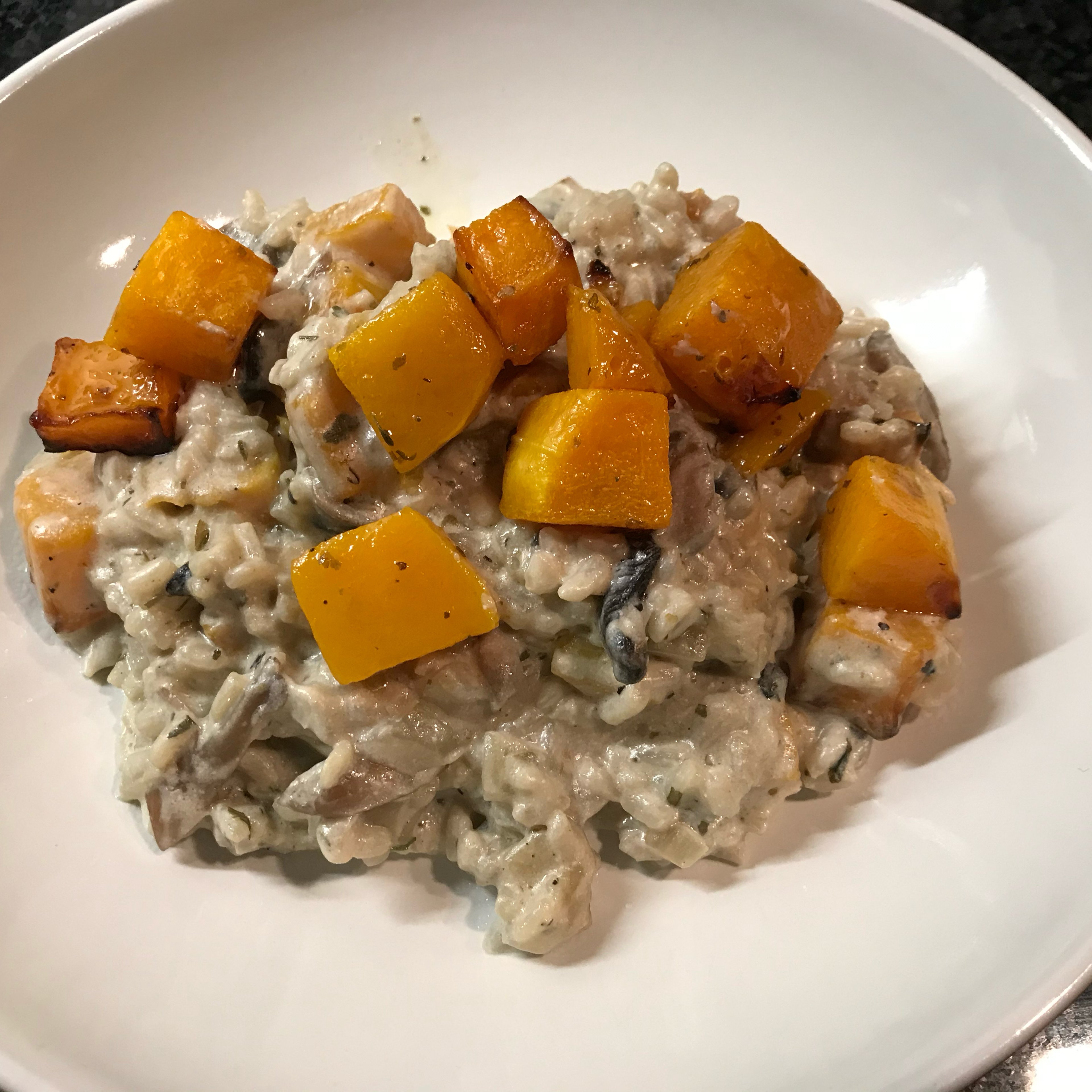 Butternut squash, mushroom and tarragon risotto