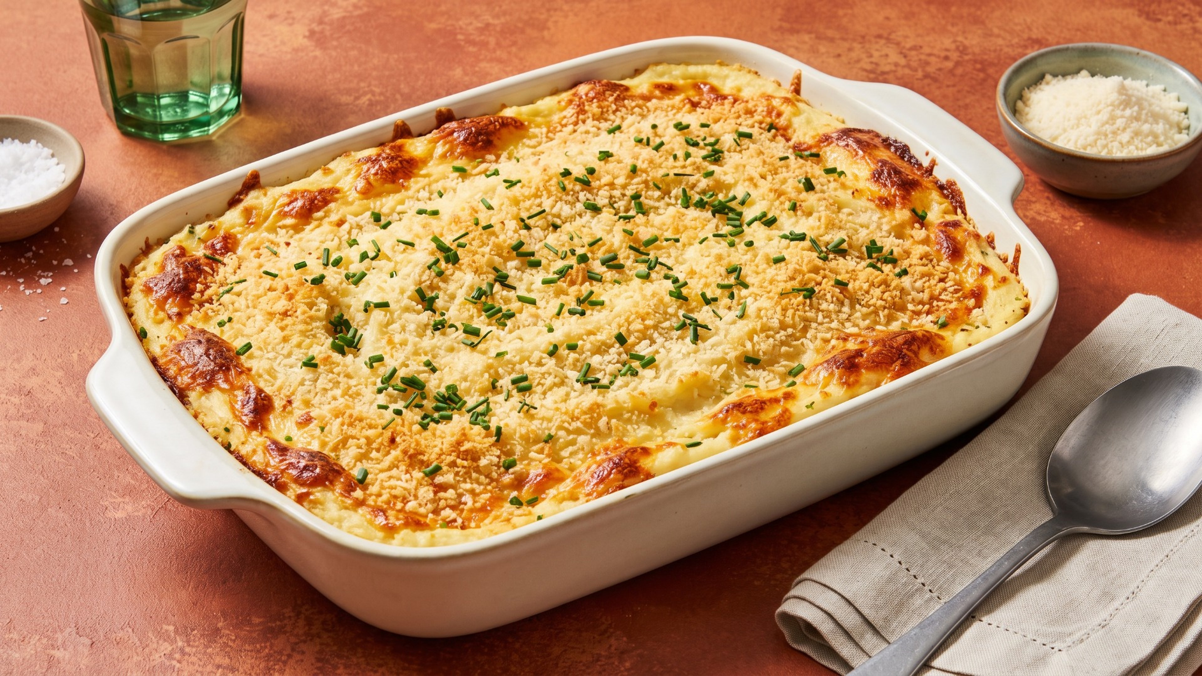Cremig trifft knusprig: Überbackenes Kartoffelpüree mit Parmesan-Kruste