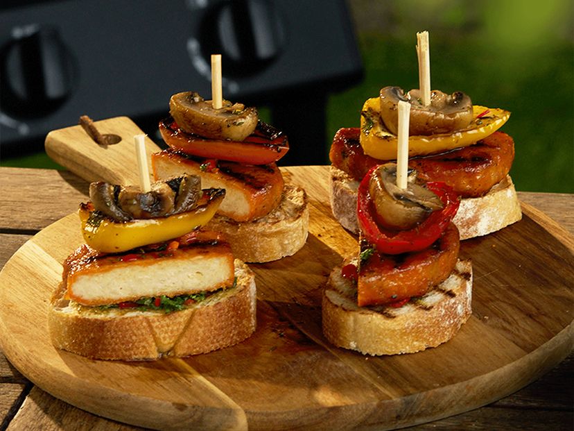 Pintxos mit Veganen Mühlen Filets Typ Hähnchen