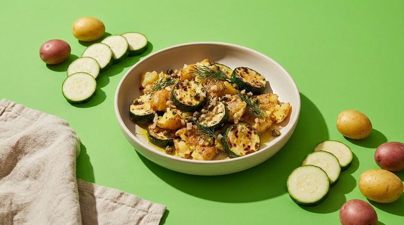 Kartoffelsalat mit gegrillter Zucchini ohne Mayo
