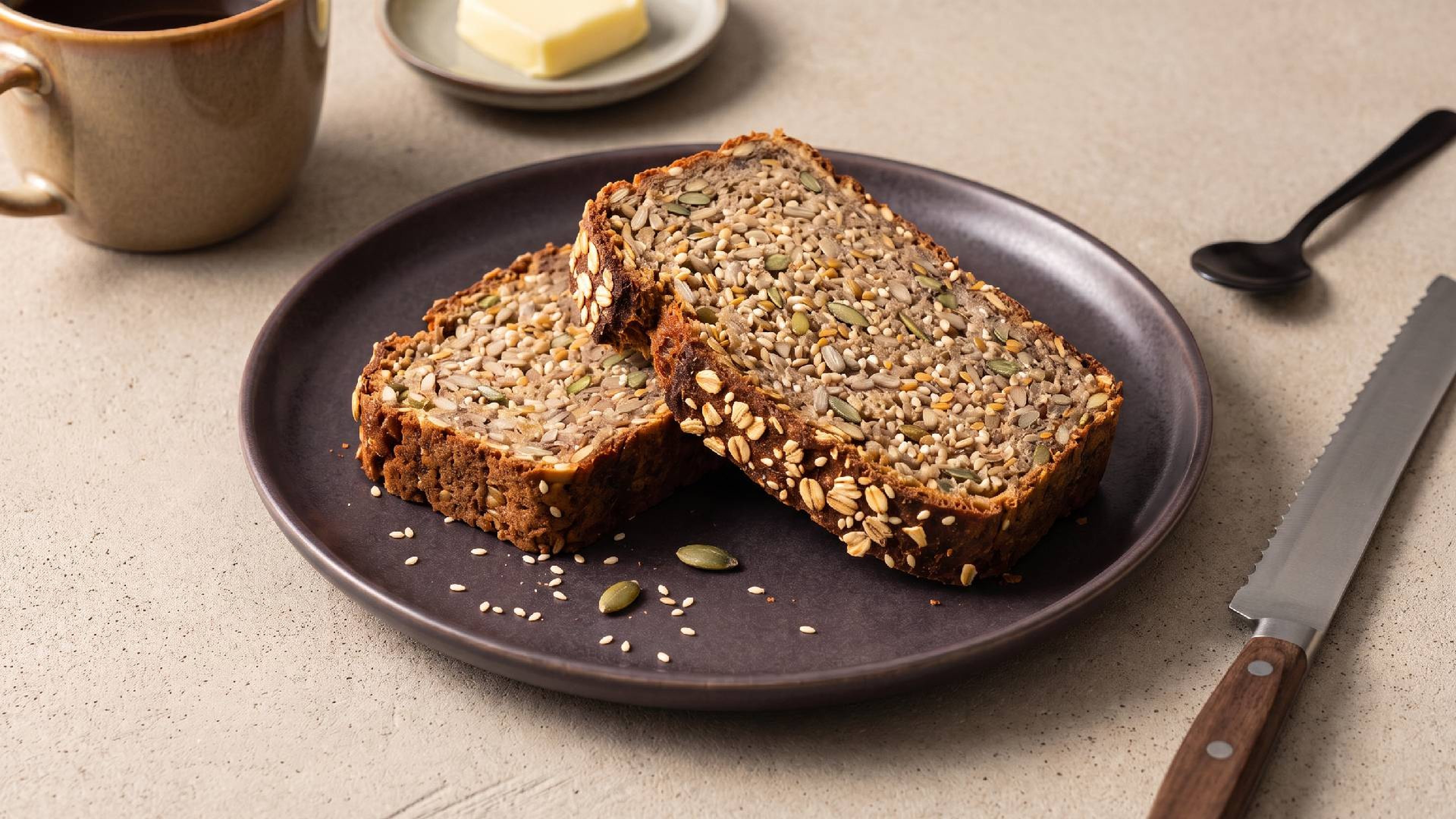 Kerniges Saaten-Brot backen ganz ohne Mehl und Hefe