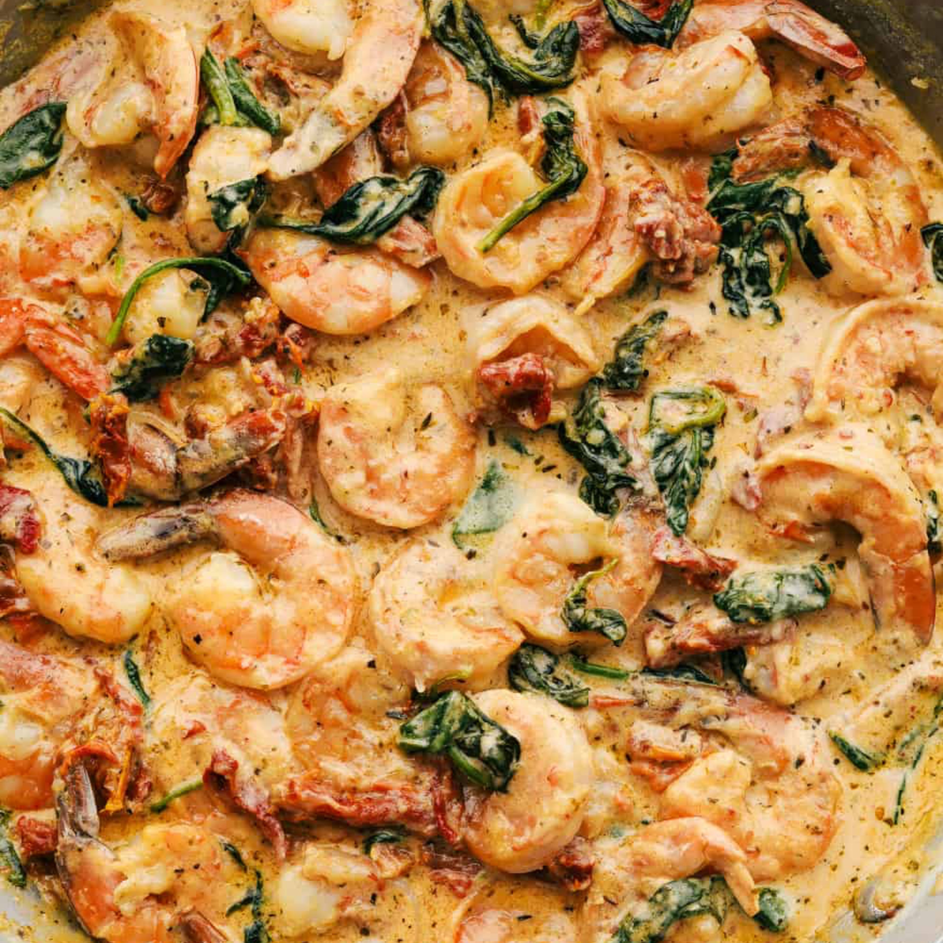 Tuscan Shrimp with spinach & tomatoes