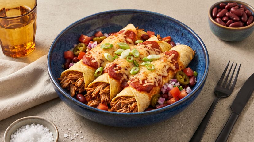 Überbackene Enchiladas mit saftigem Pulled Pork