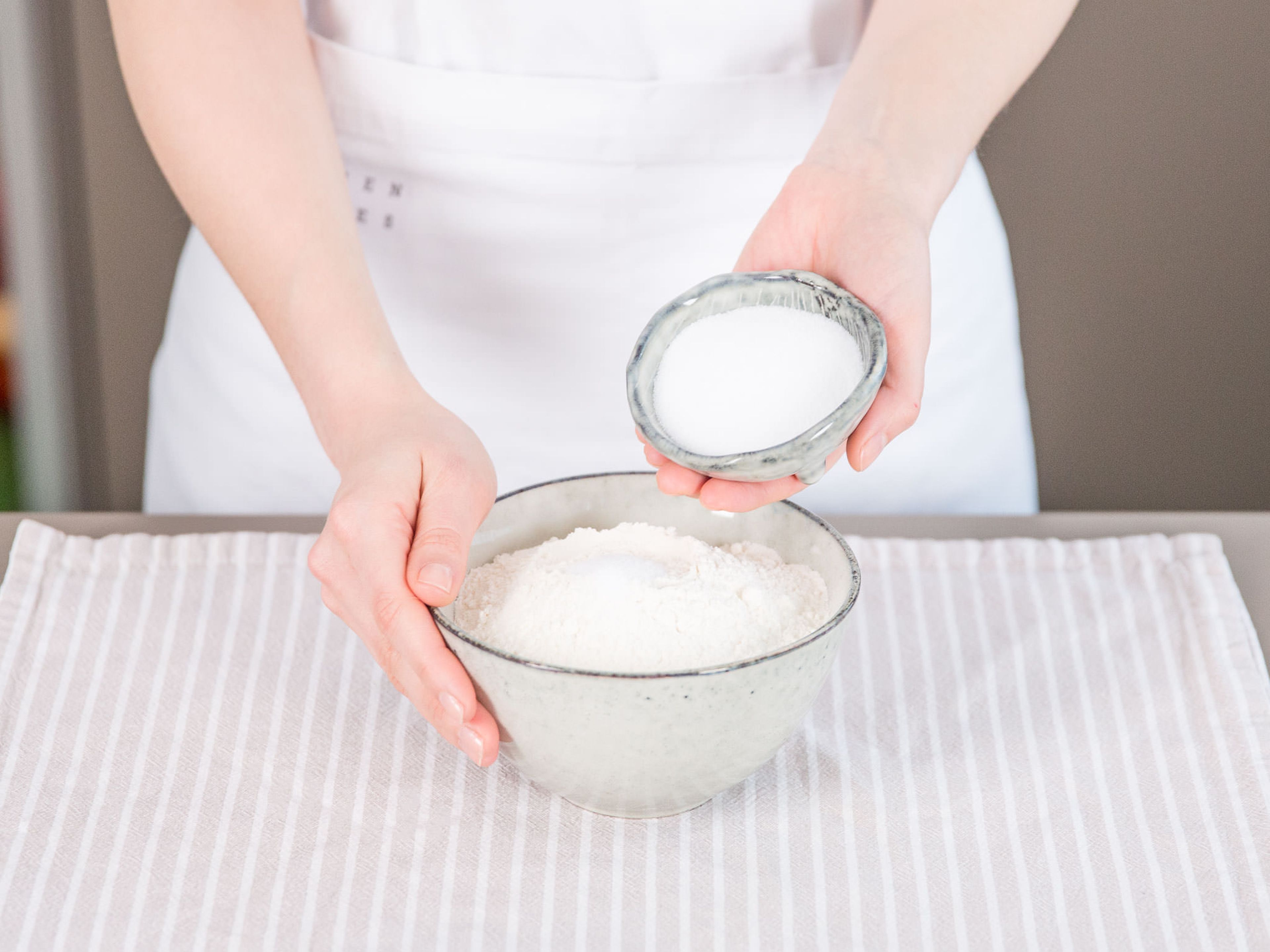 Stir together flour, sugar, and salt.