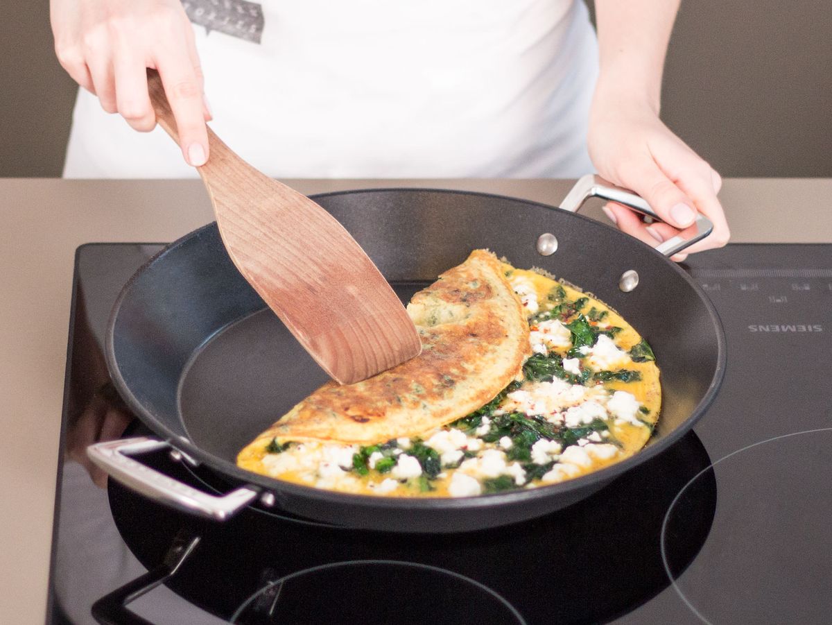 Omelett mit Spinat und Feta Rezept Kitchen Stories