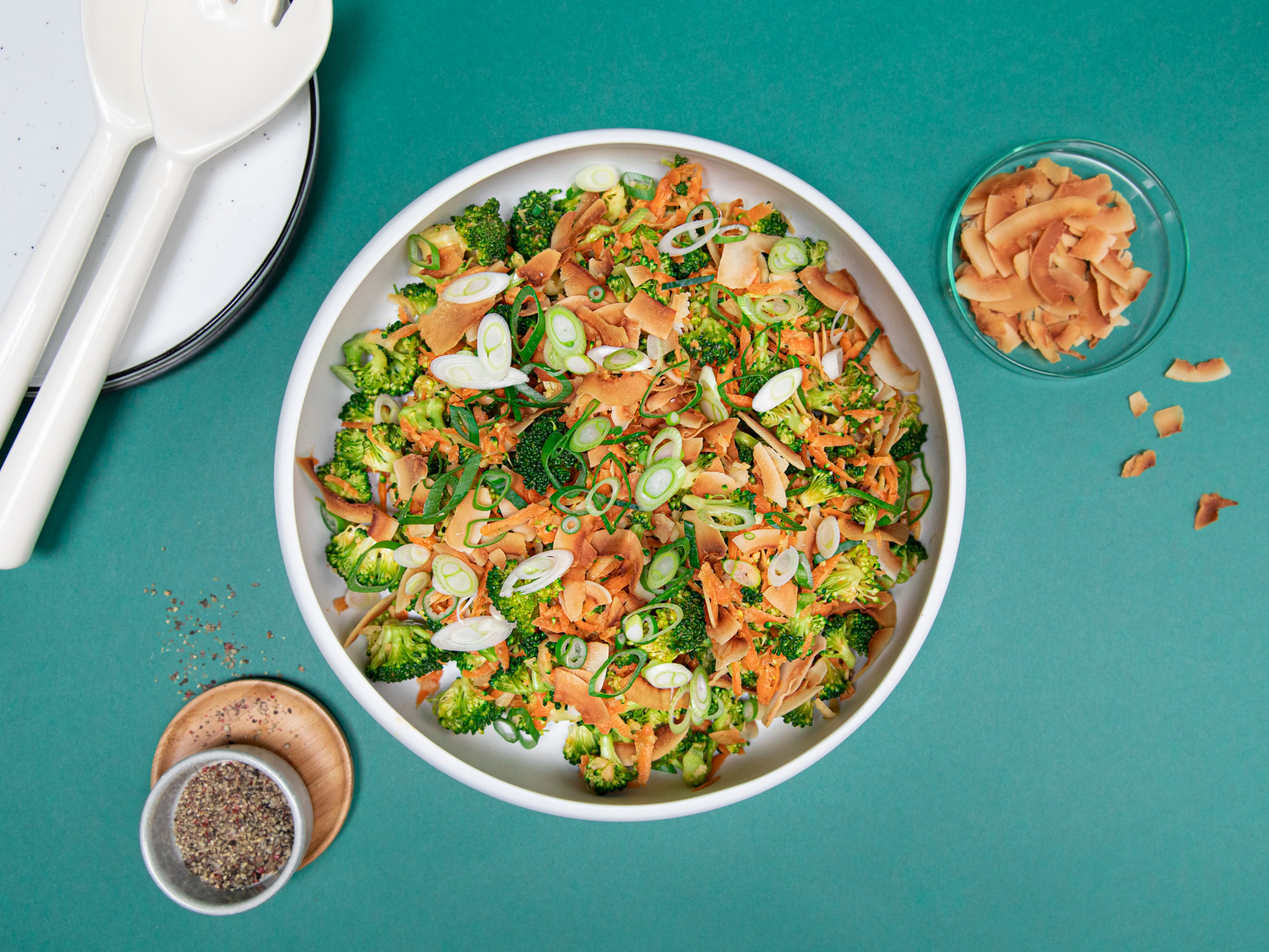 Raw broccoli slaw with miso dressing