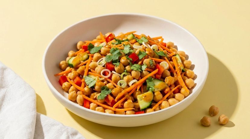 Heute gibt's Kichererbsensalat mit einem asiatischen Twist