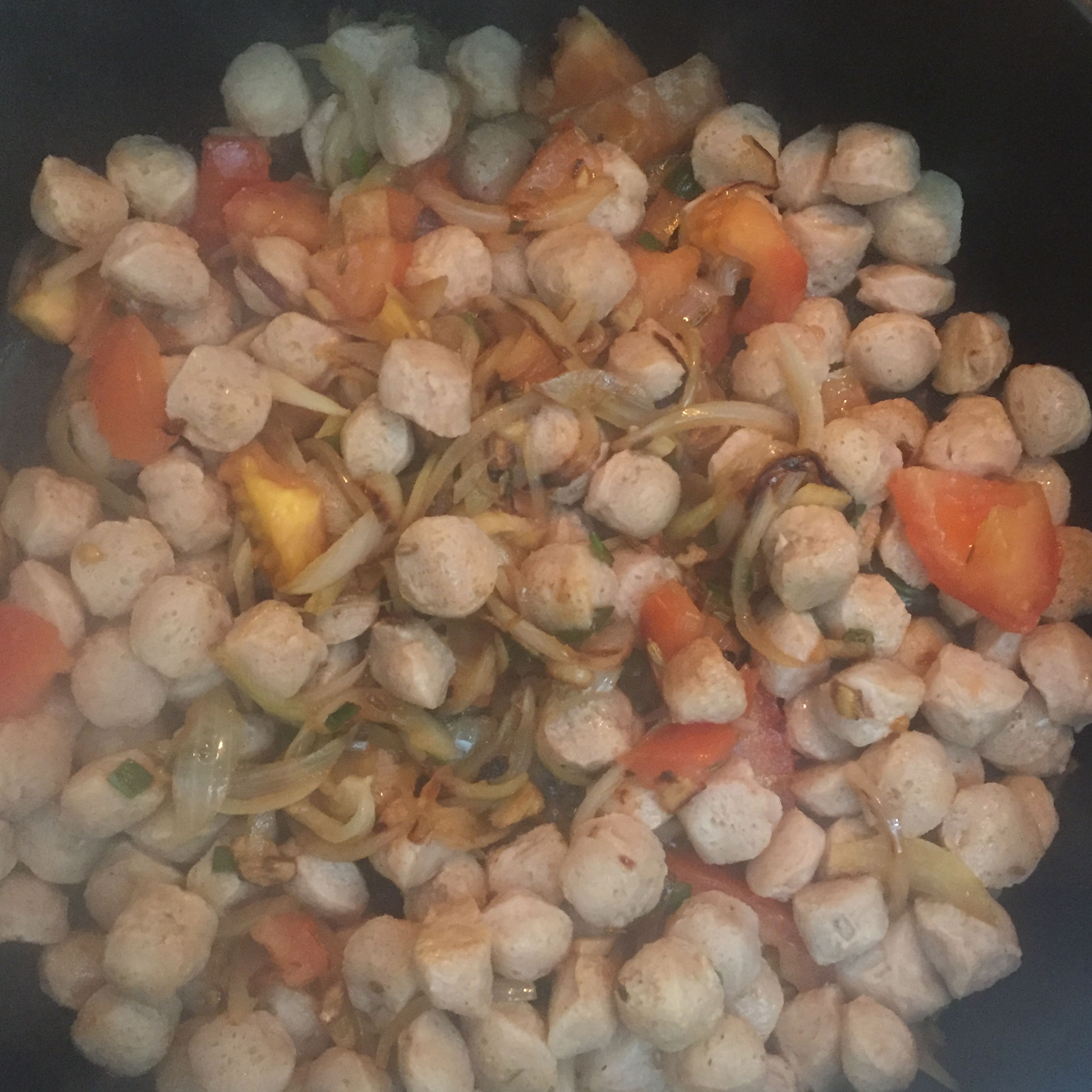 Next add the Tomate and the soya bean and close the lid until soya bean gets cooked well.