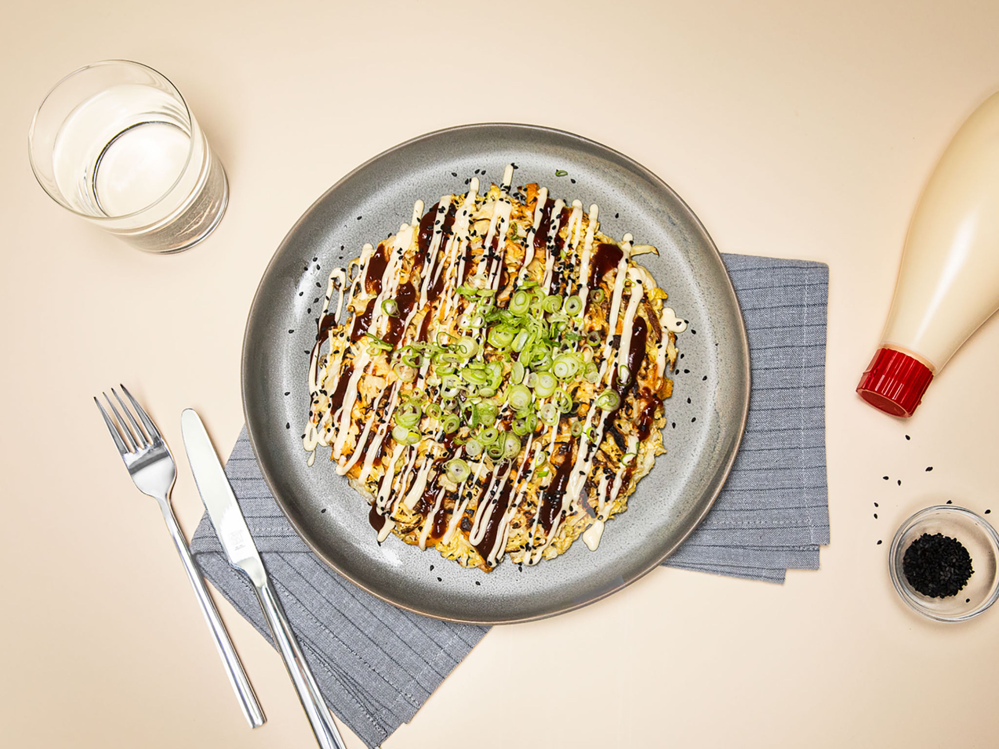 Okonomiyaki (Savory Japanese Napa cabbage pancake)