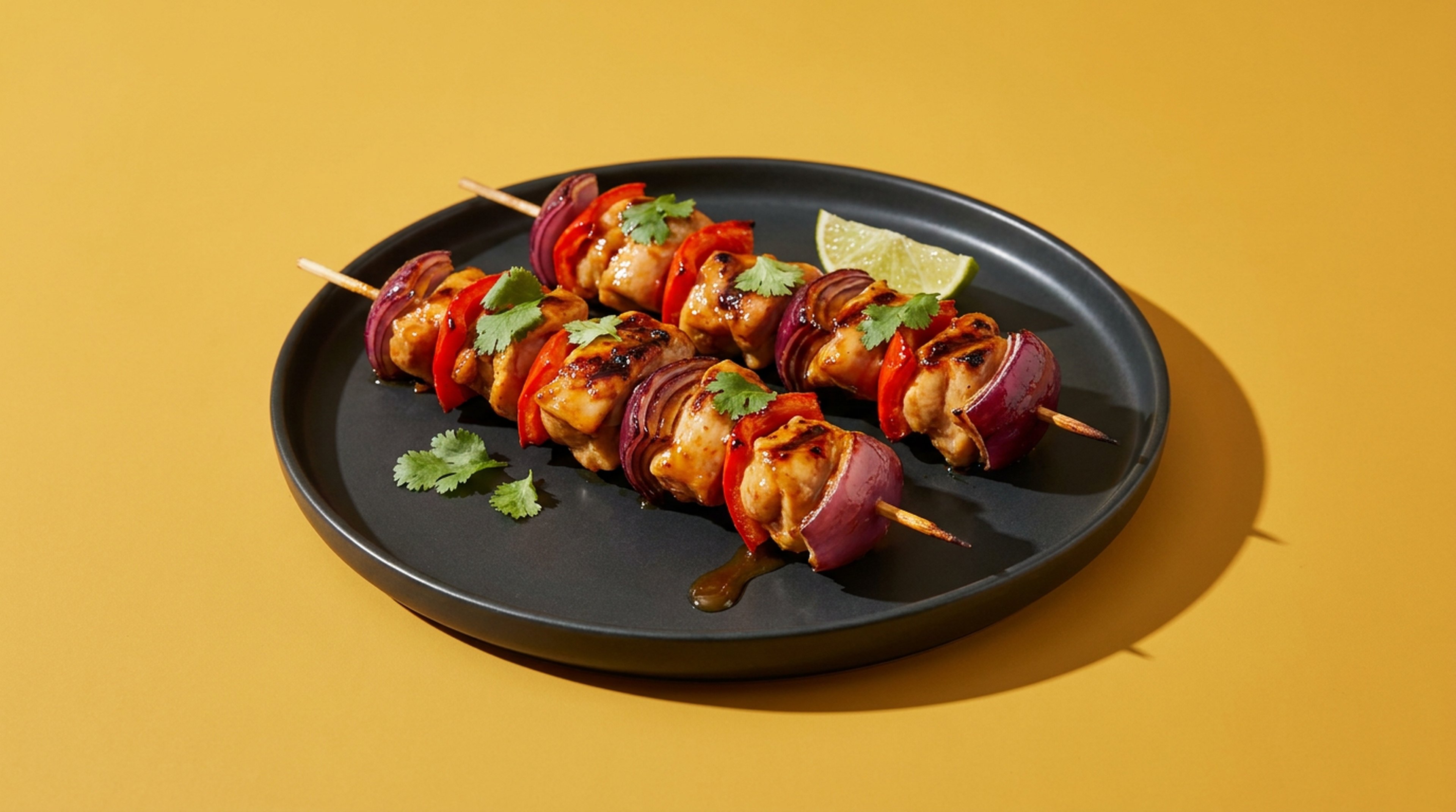 Süß-scharfe Hähnchenspieße mit klebriger Honig-Glasur vom Grill