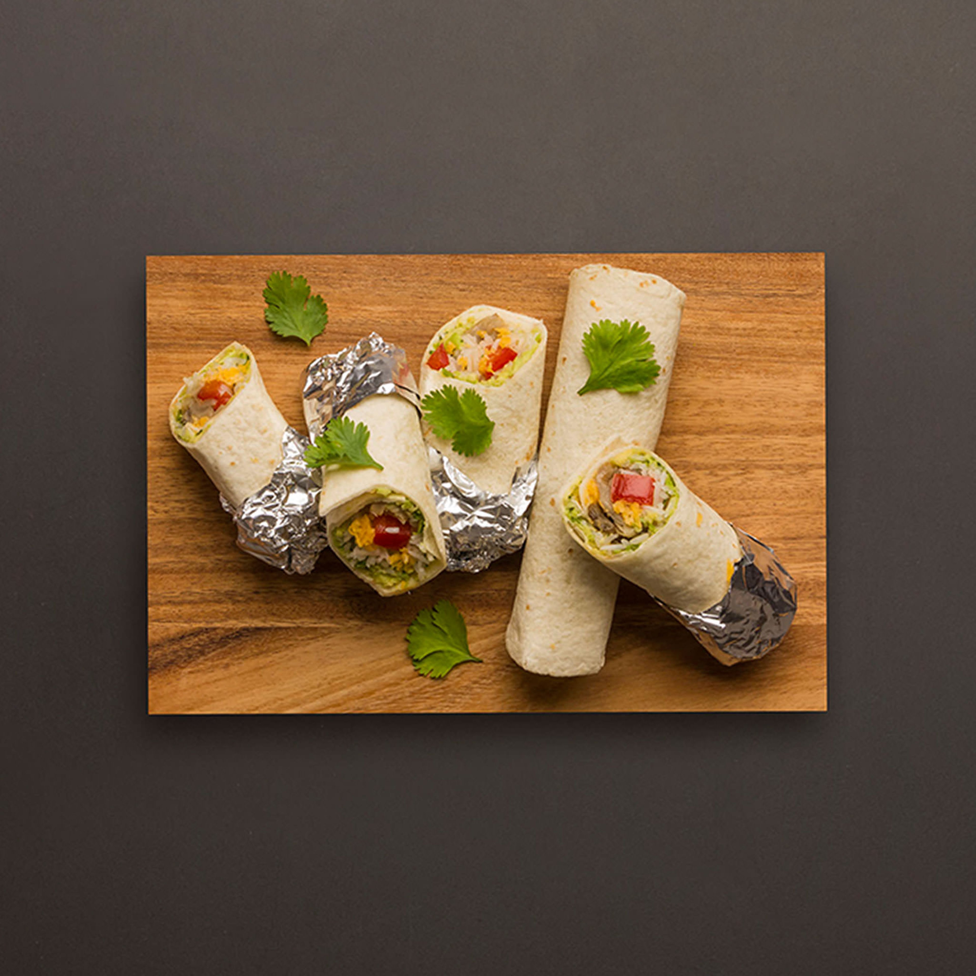 Mini mushroom and avocado burritos