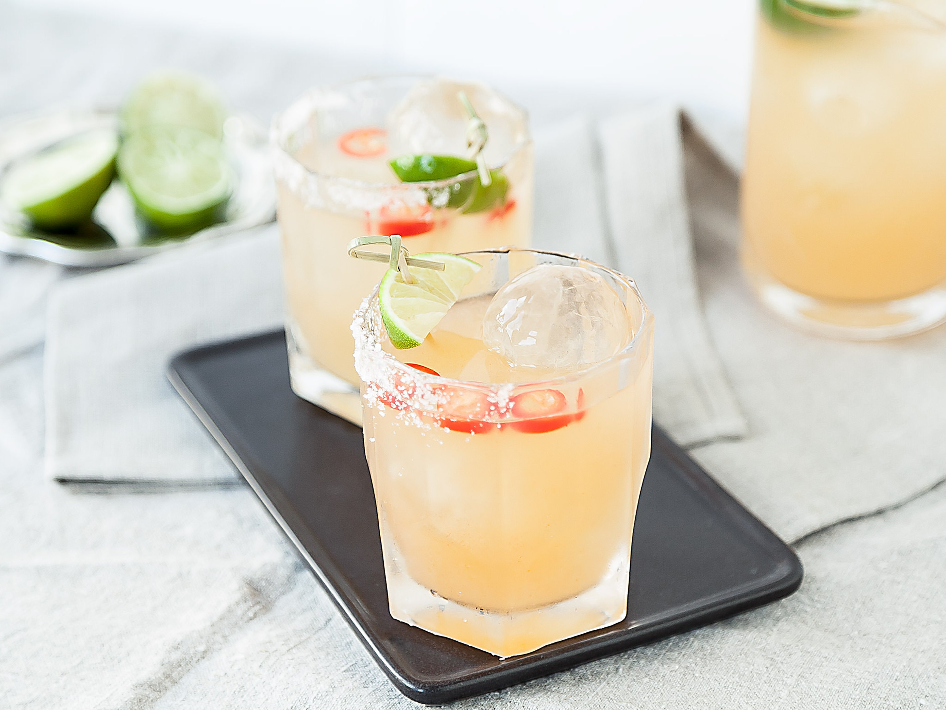 Spicy mezcal margaritas