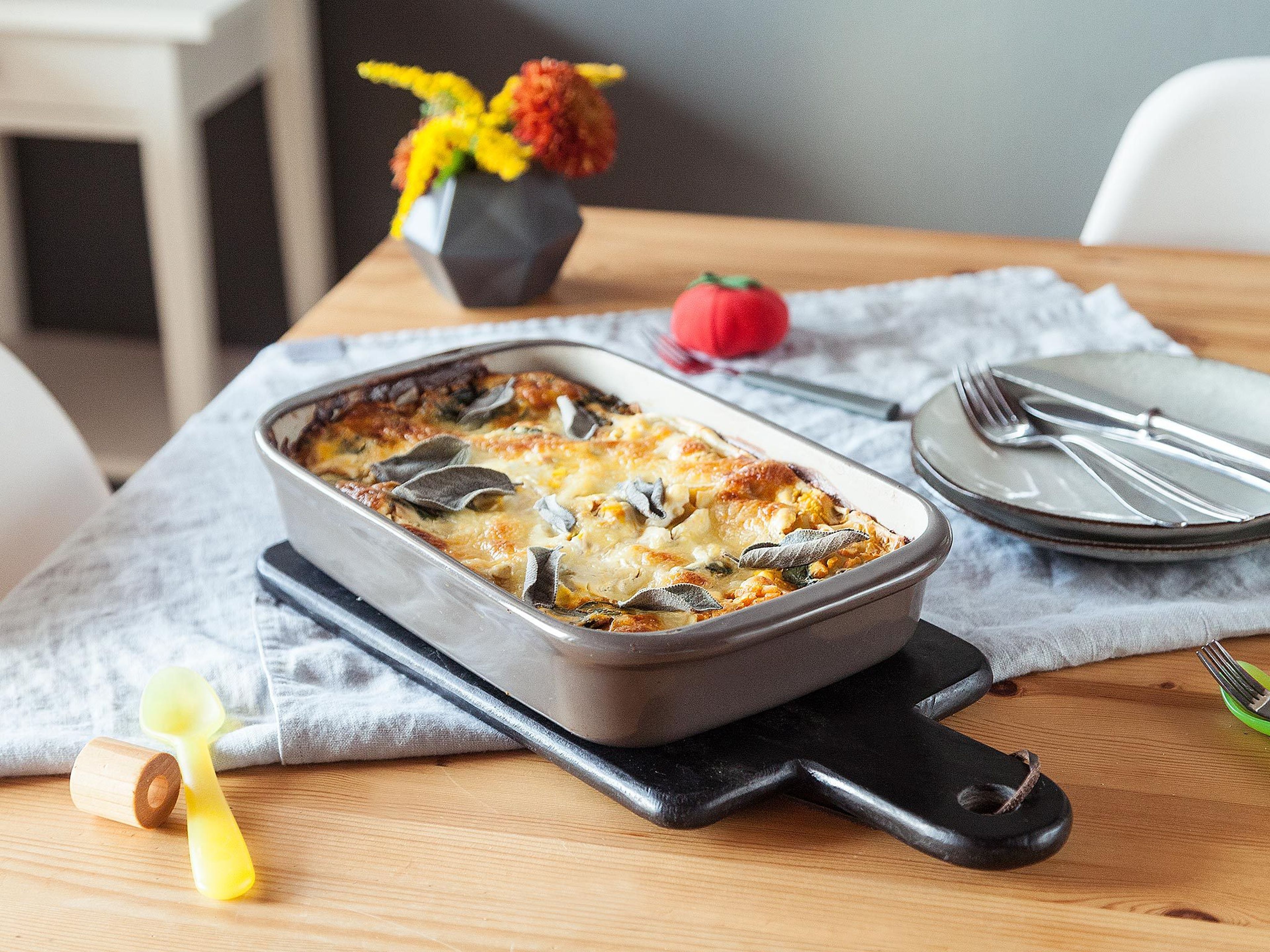 Pumpkin and spinach lasagna