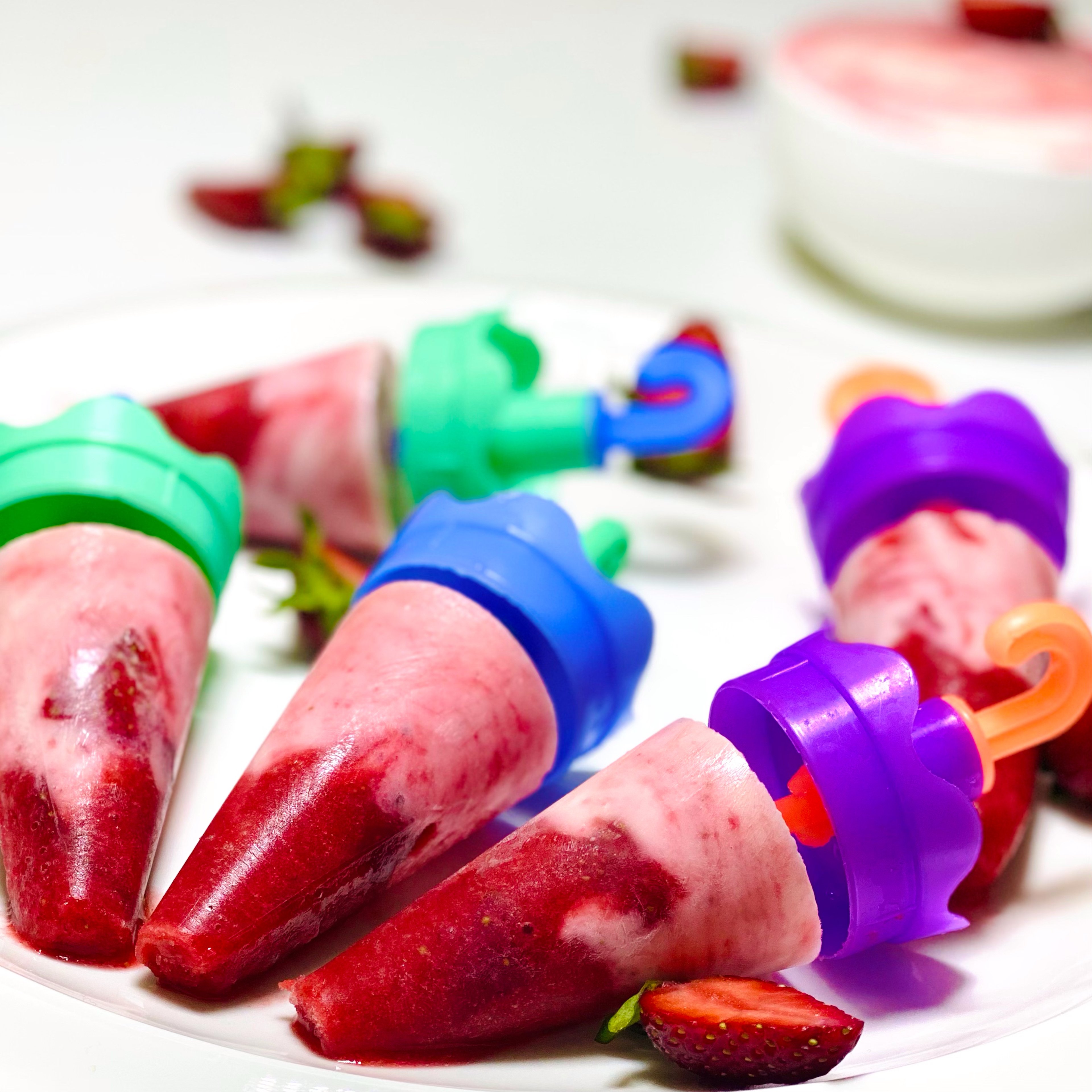 Frozen Yogurt & Strawberry Popsicles
