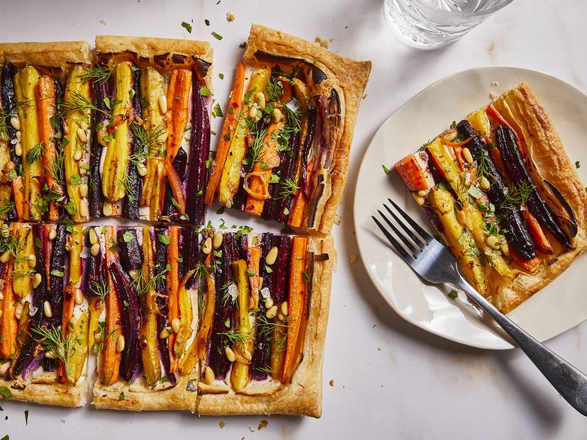 Easy colorful carrot tart with ricotta