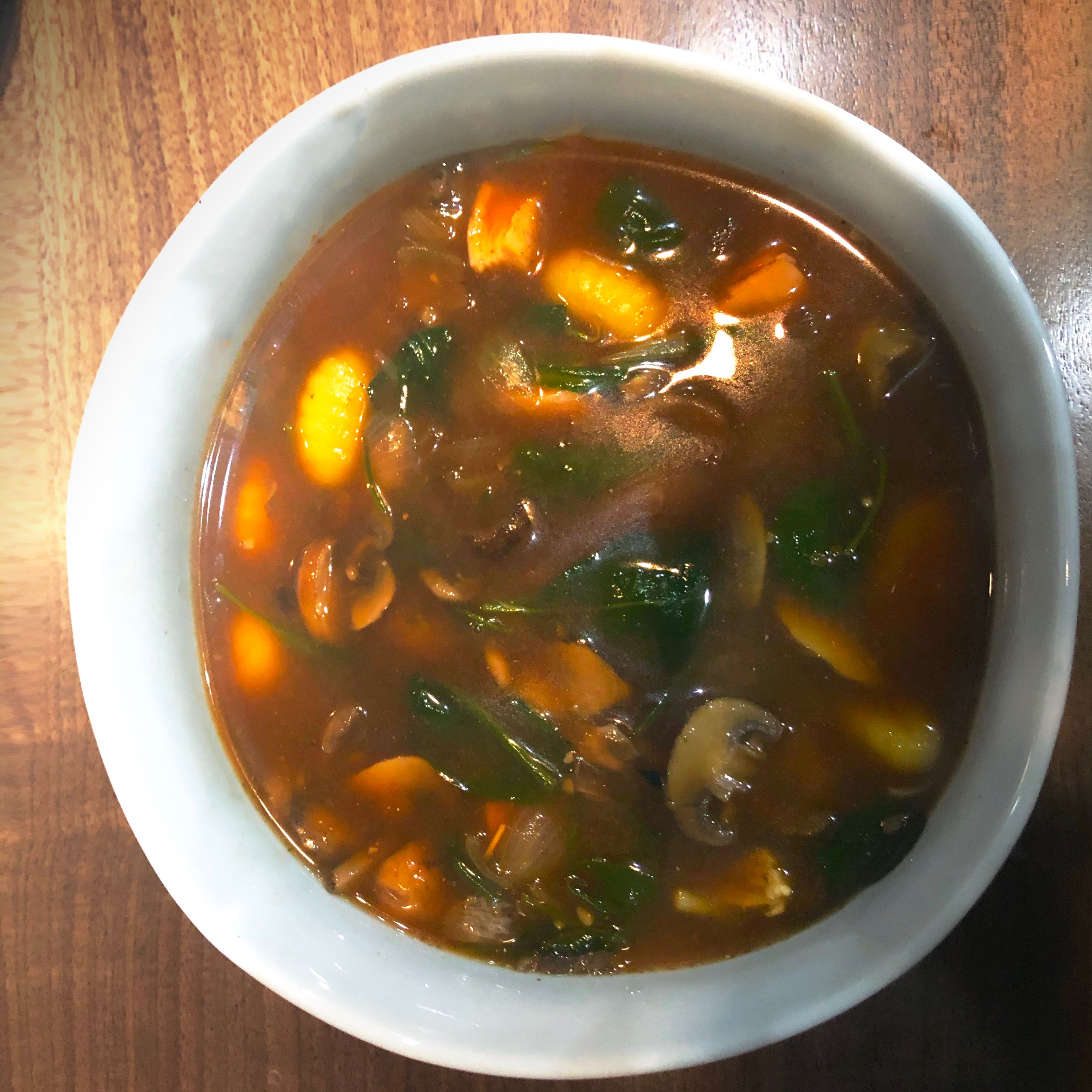 Chicken Mushroom Gnocchi soup for one