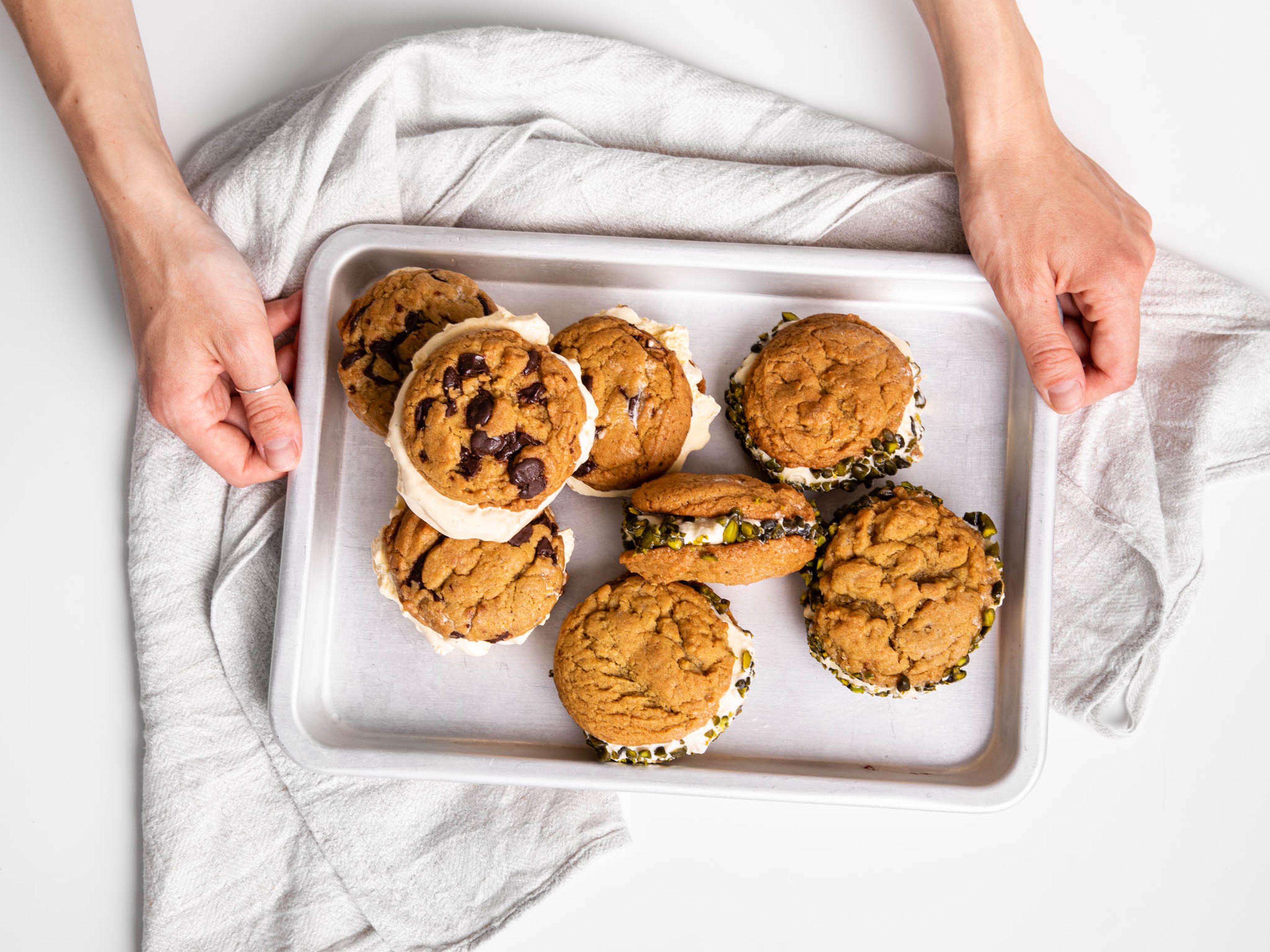 Make ice cream cookie sandwiches with Lisa